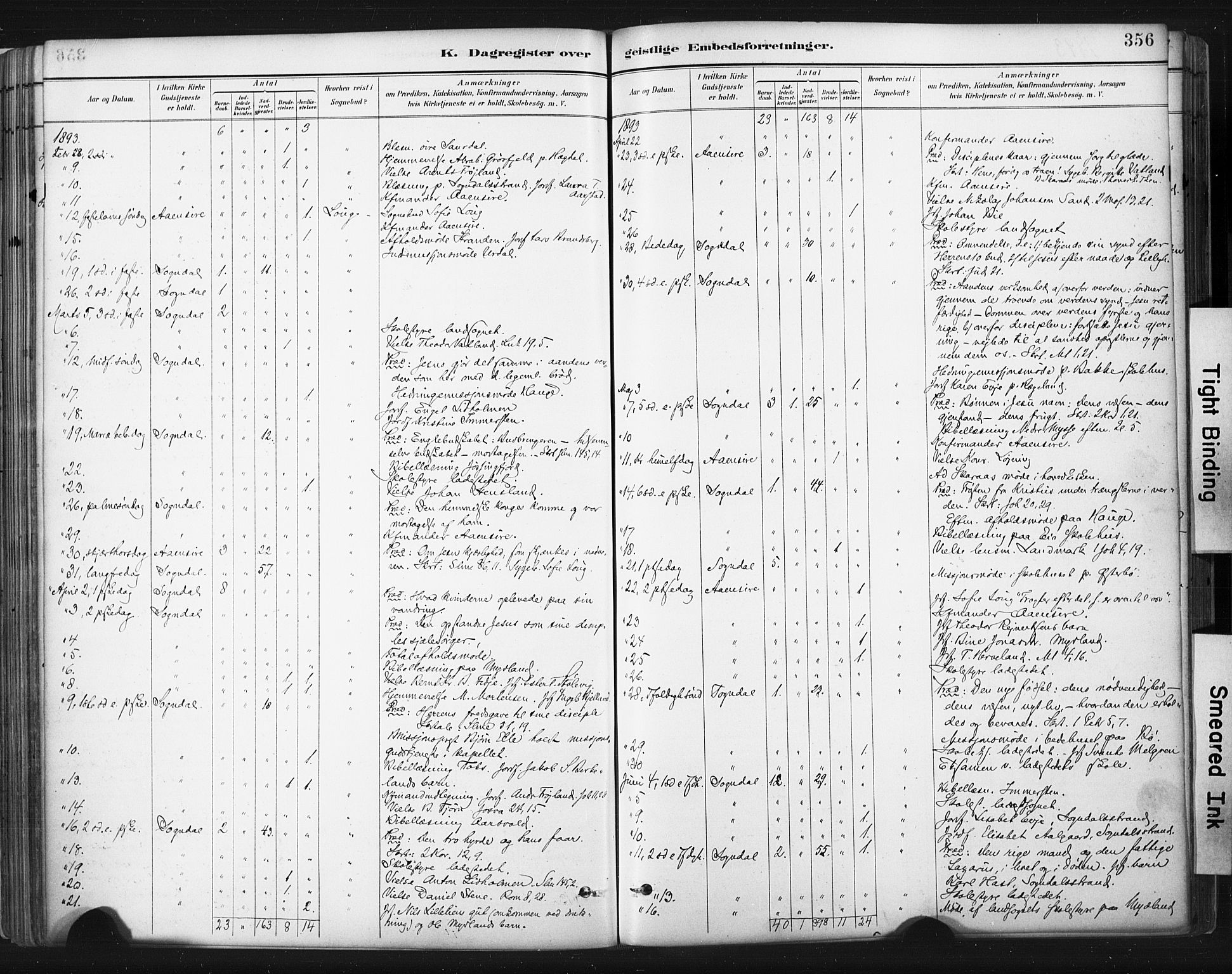 Sokndal sokneprestkontor, AV/SAST-A-101808: Parish register (official) no. A 11.2, 1887-1905, p. 356