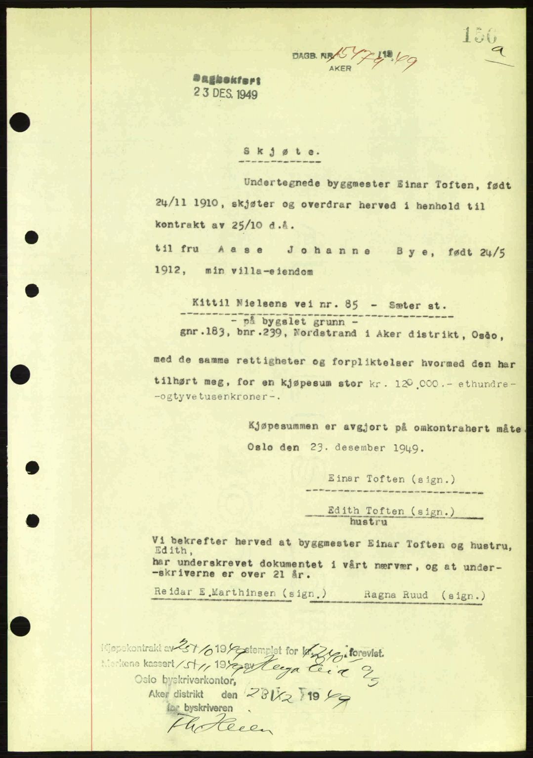 Oslo byskriverembete, AV/SAO-A-10227/G/Gb/Gbd/Gbda/L0017: Mortgage book no. A215, 1949-1950, Diary no: : 15479/1949