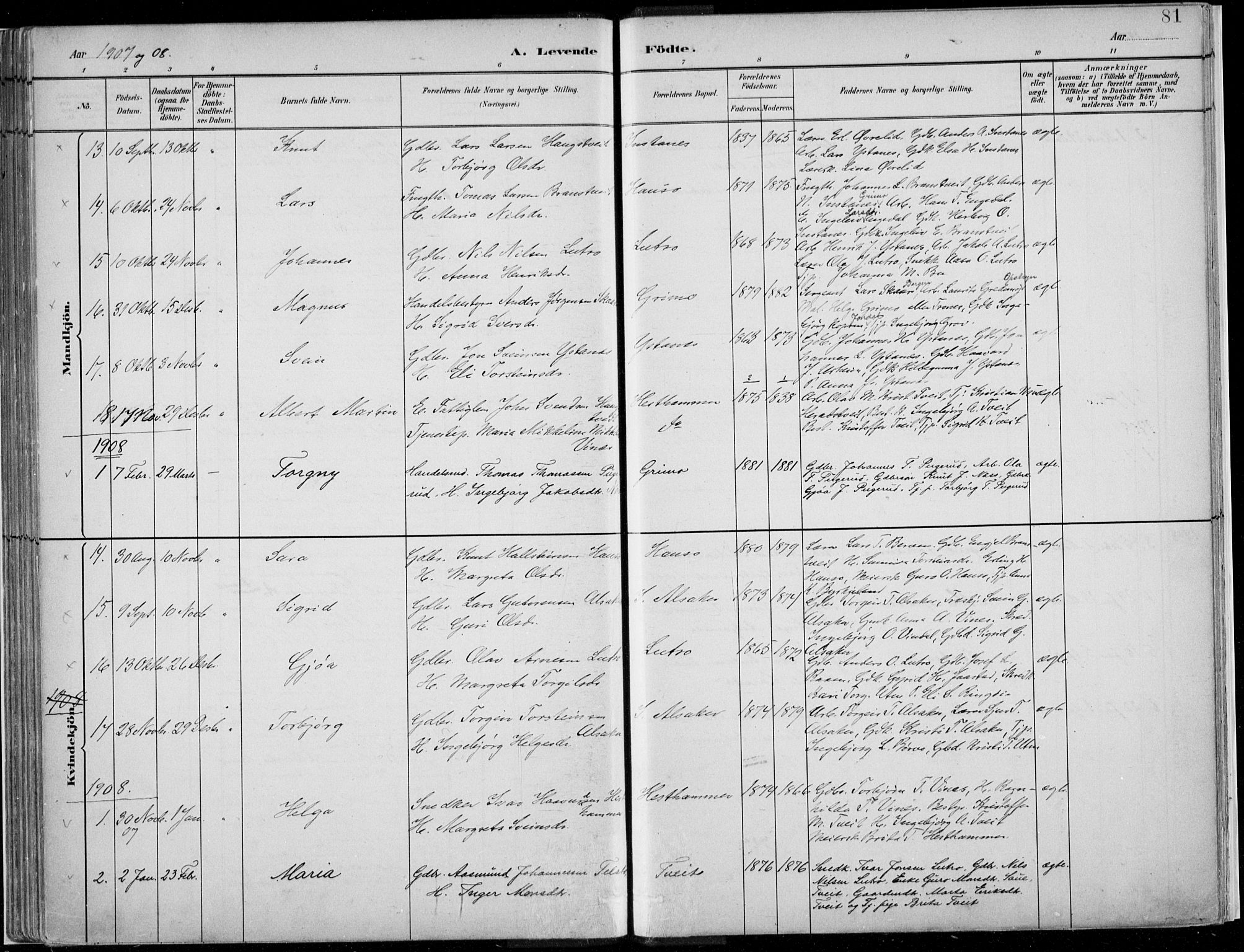 Ullensvang sokneprestembete, SAB/A-78701/H/Haa: Parish register (official) no. E  1, 1882-1921, p. 81