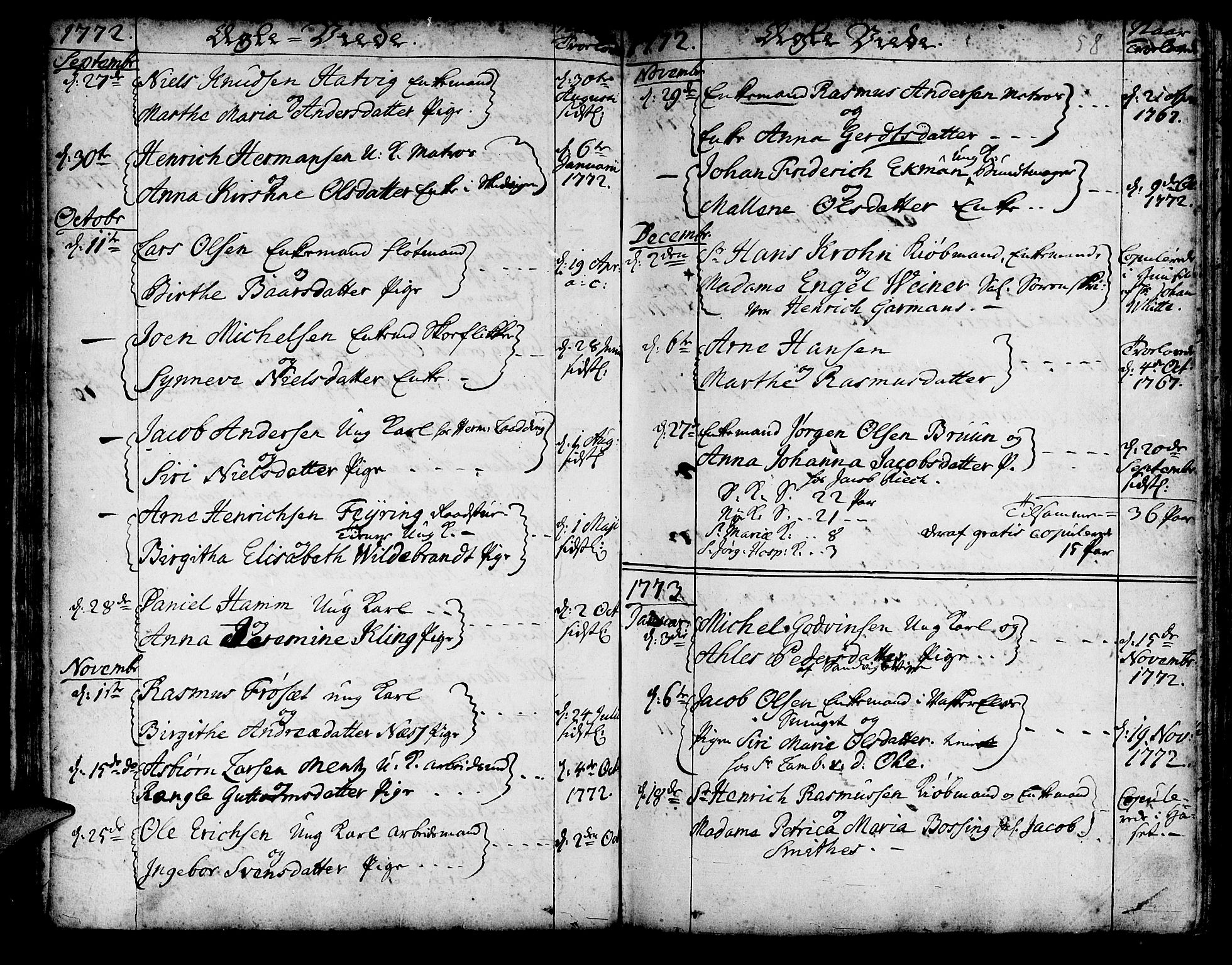 Korskirken sokneprestembete, SAB/A-76101/H/Haa/L0009: Parish register (official) no. A 9, 1743-1861, p. 58