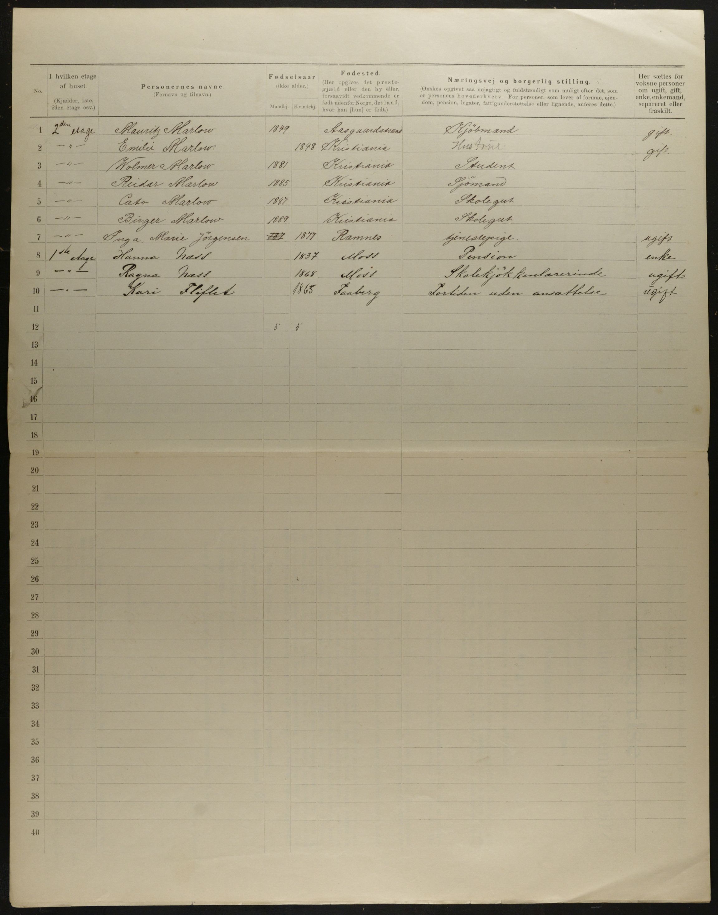 OBA, Municipal Census 1901 for Kristiania, 1901, p. 9037