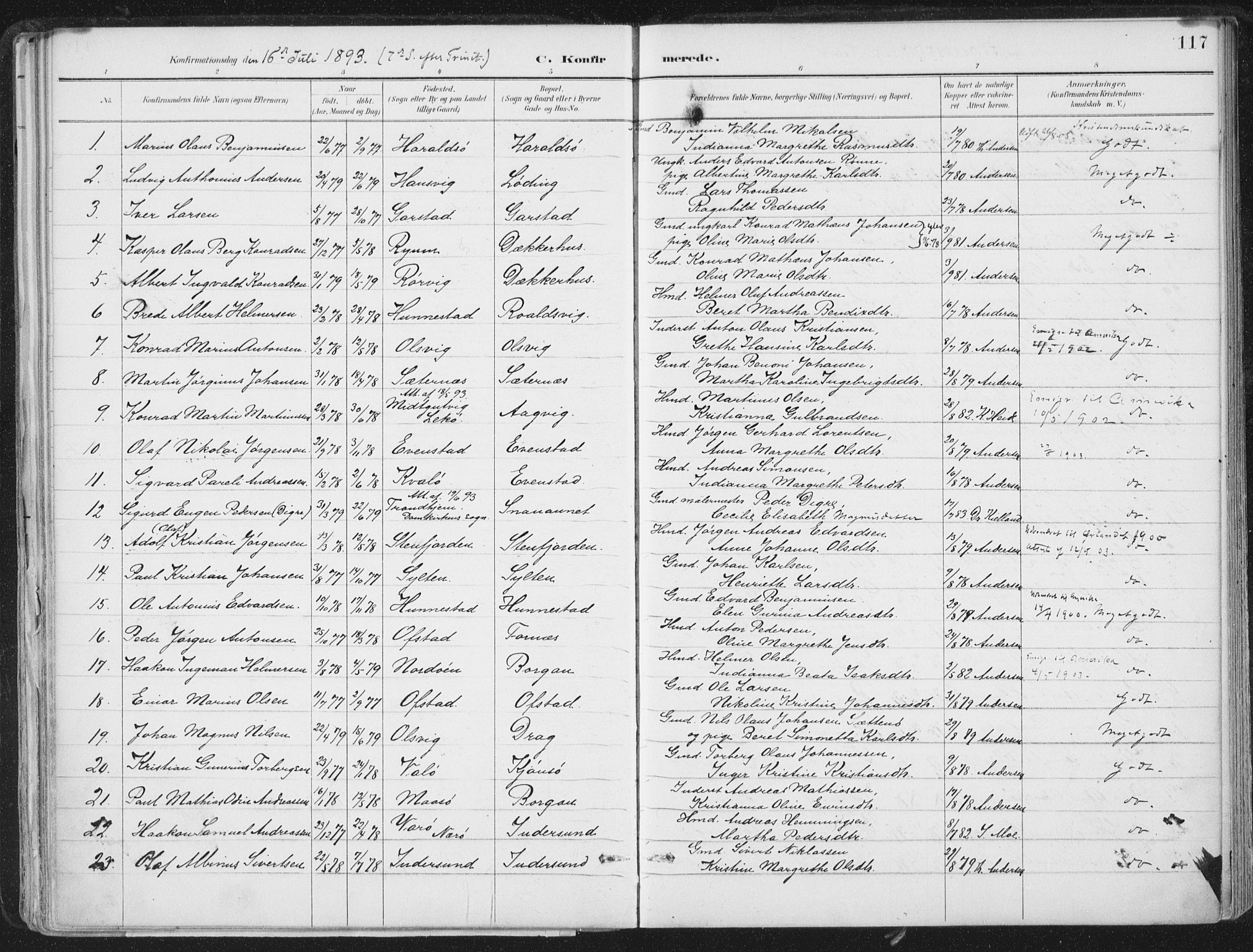 Ministerialprotokoller, klokkerbøker og fødselsregistre - Nord-Trøndelag, SAT/A-1458/786/L0687: Parish register (official) no. 786A03, 1888-1898, p. 117
