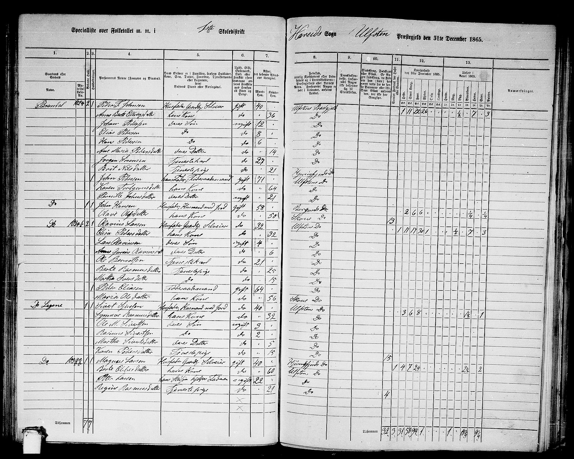 RA, 1865 census for Ulstein, 1865, p. 113