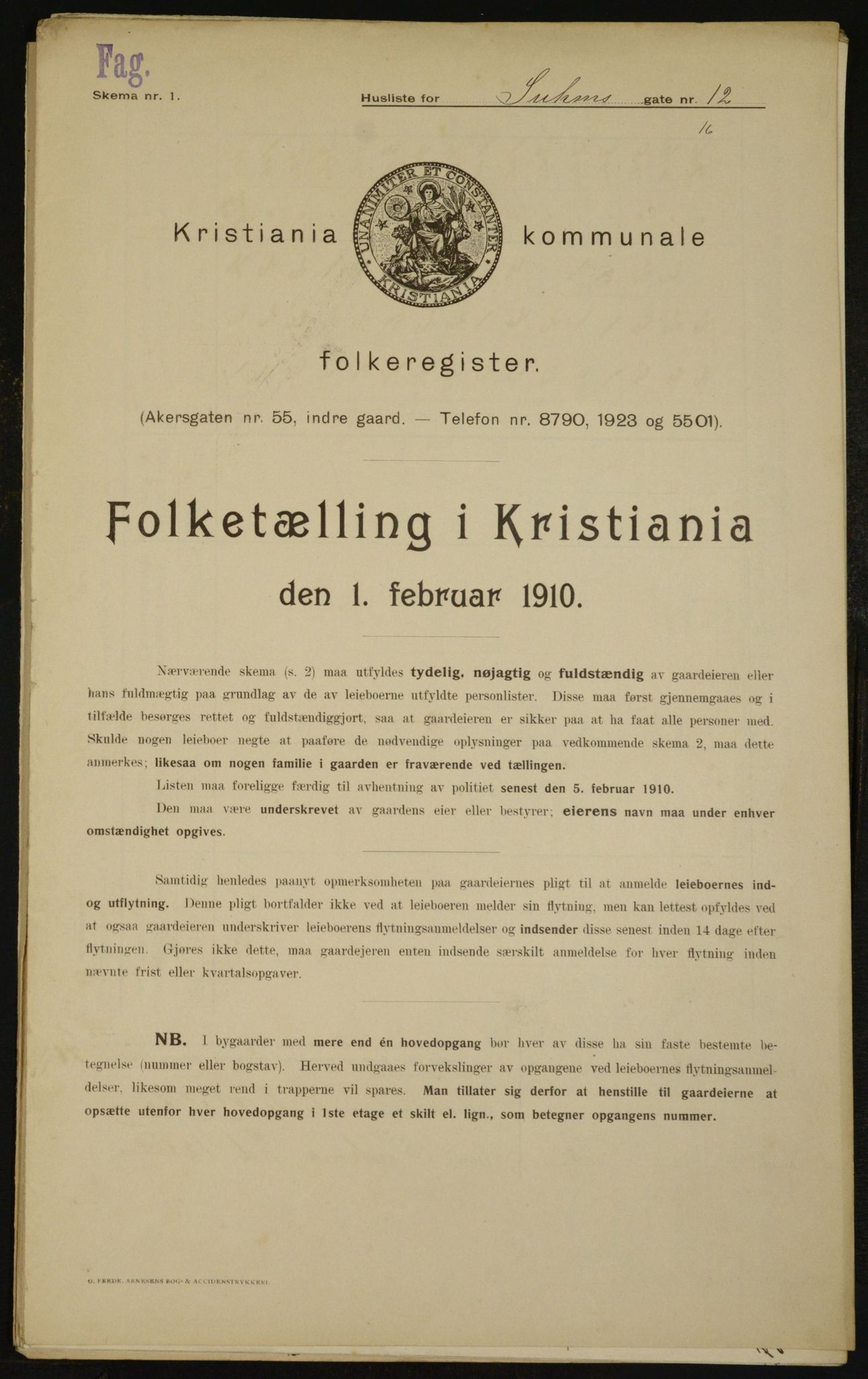 OBA, Municipal Census 1910 for Kristiania, 1910, p. 99253