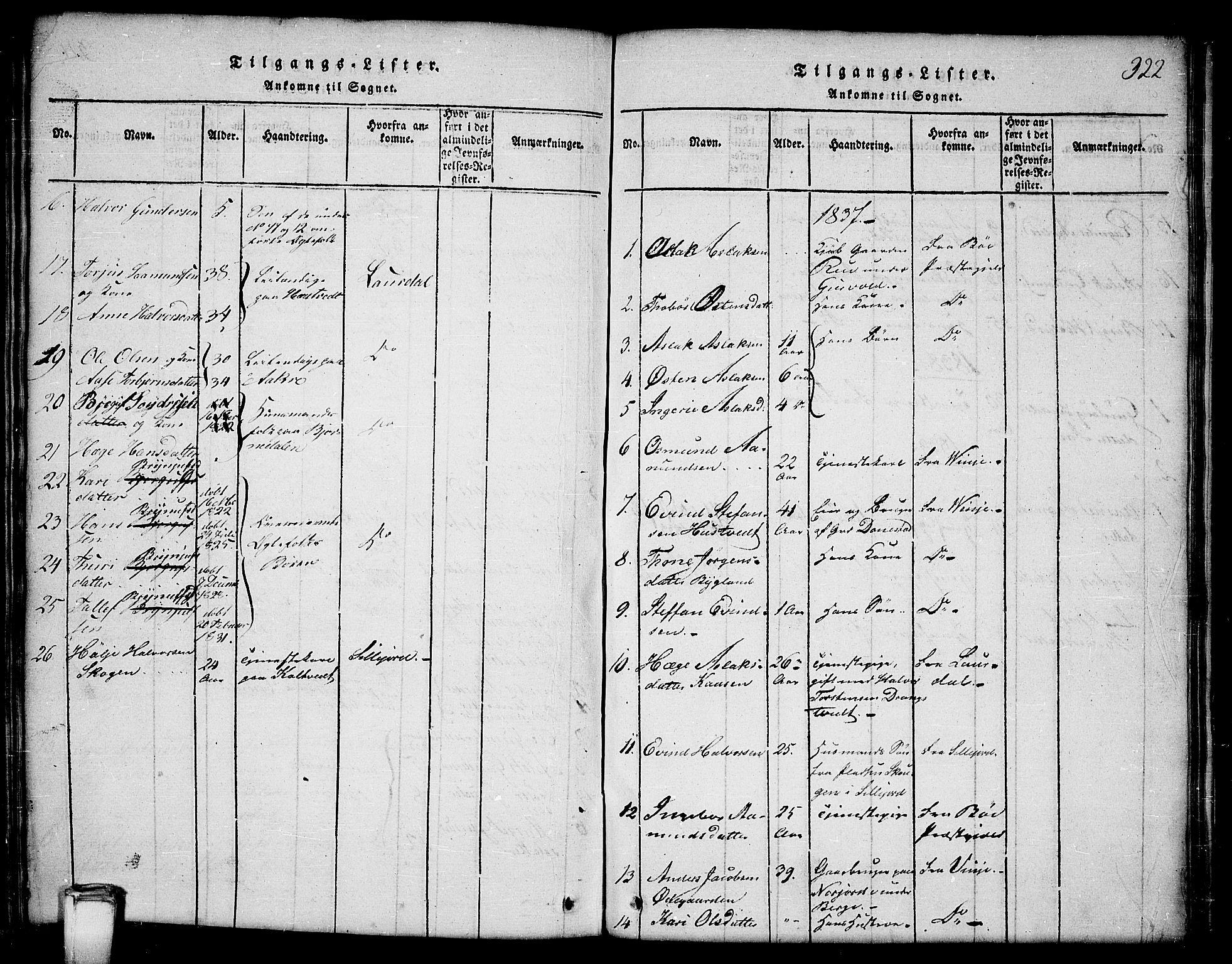 Kviteseid kirkebøker, SAKO/A-276/G/Gb/L0001: Parish register (copy) no. II 1, 1815-1842, p. 322