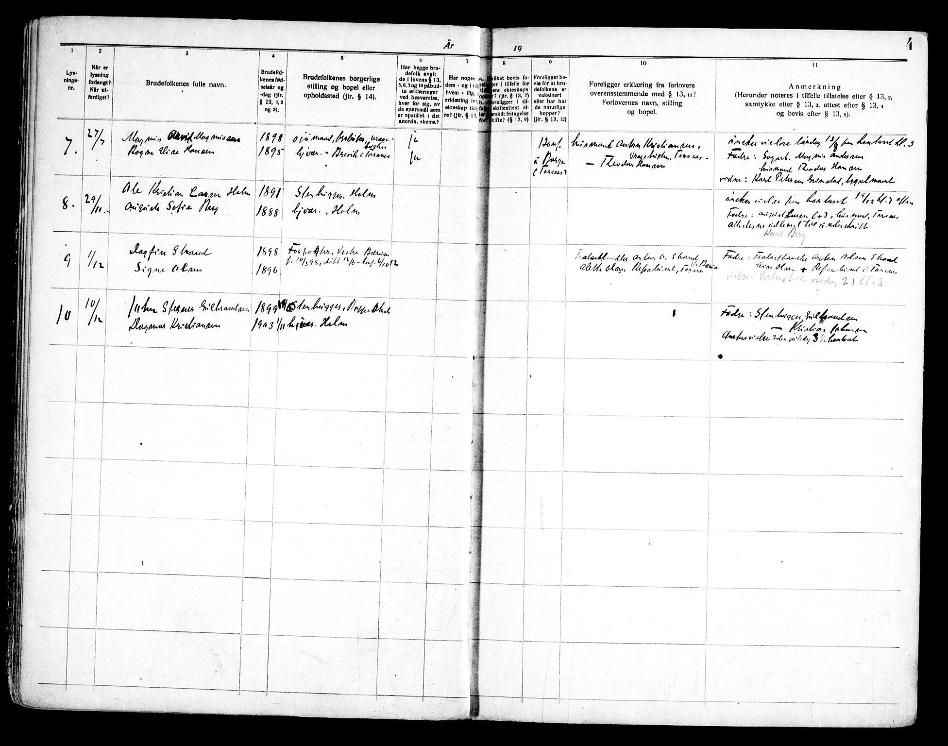 Borge prestekontor Kirkebøker, AV/SAO-A-10903/H/Hb/L0001: Banns register no. II 1, 1919-1966, p. 4