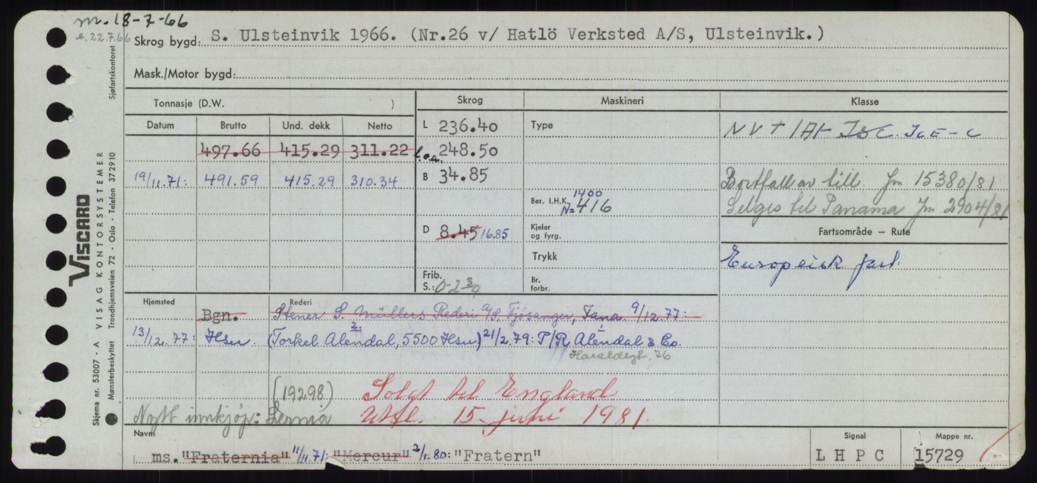 Sjøfartsdirektoratet med forløpere, Skipsmålingen, RA/S-1627/H/Hd/L0011: Fartøy, Fla-Får, p. 333