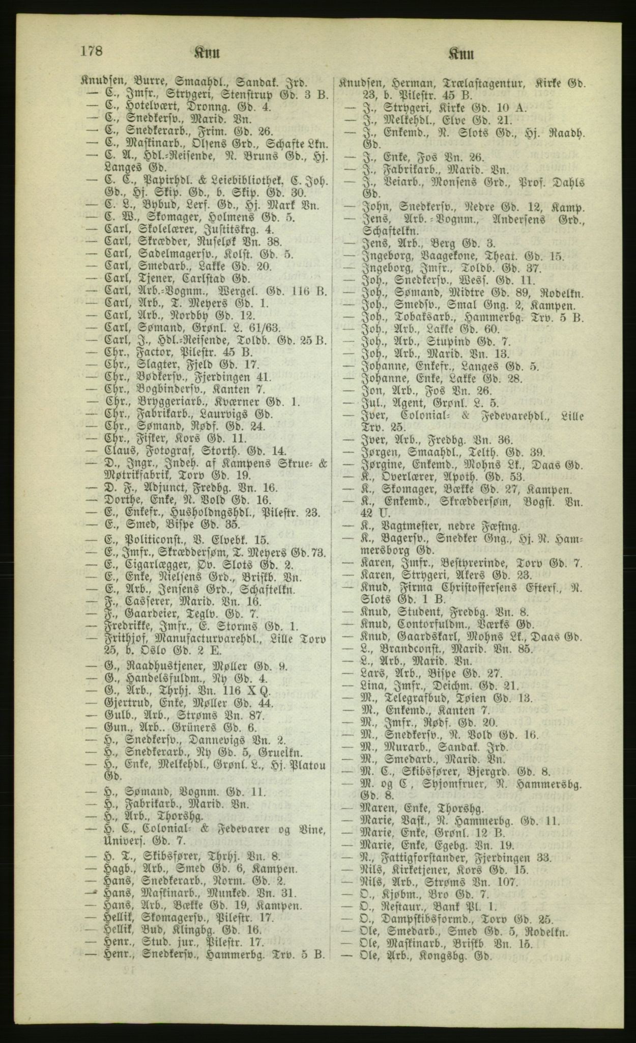 Kristiania/Oslo adressebok, PUBL/-, 1880, p. 178