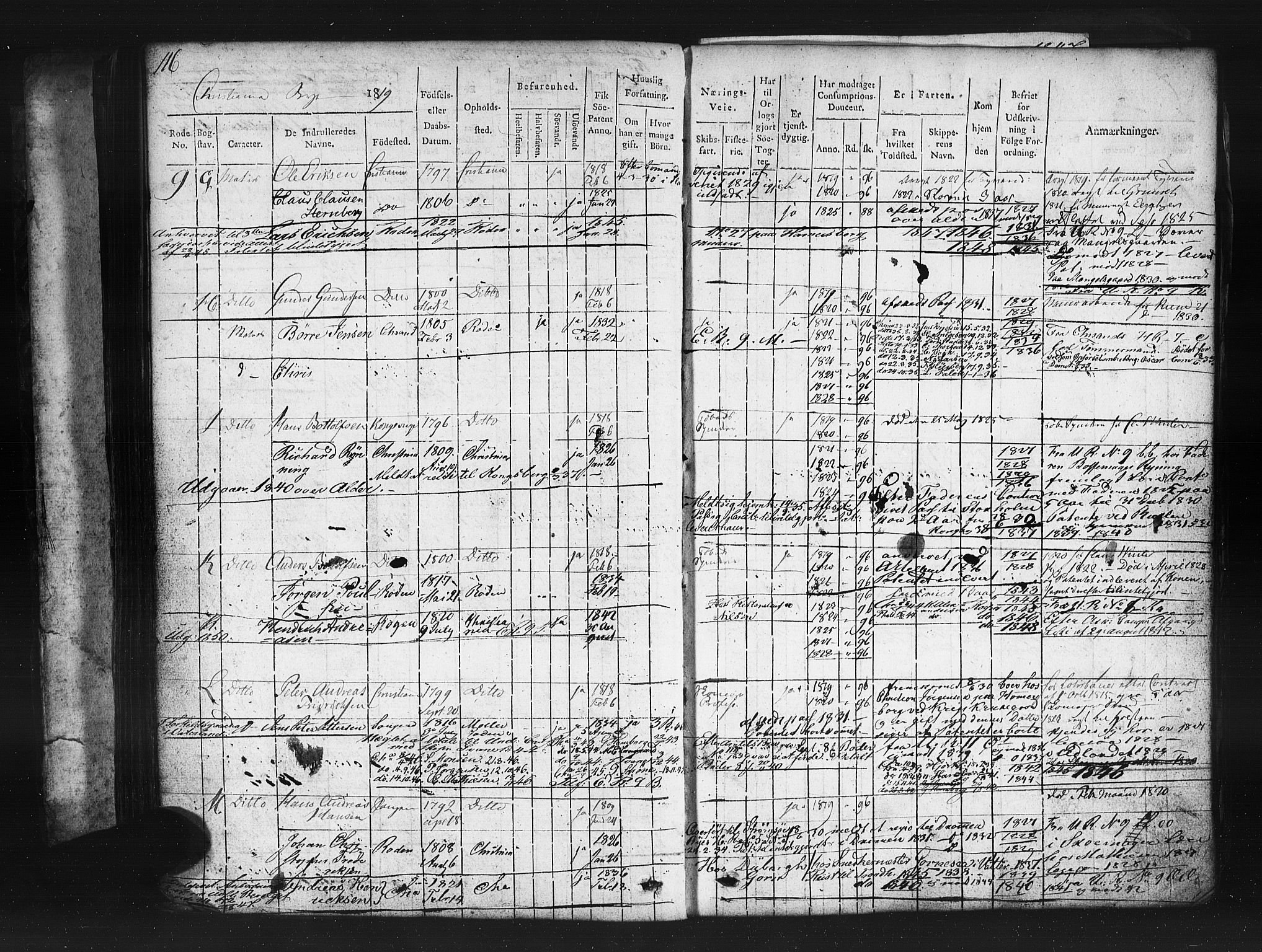 Oslo mønstringskontor, AV/SAO-A-10569g/F/Fc/Fcb/L0001: Hovedrulle, 1819-1860, p. 126