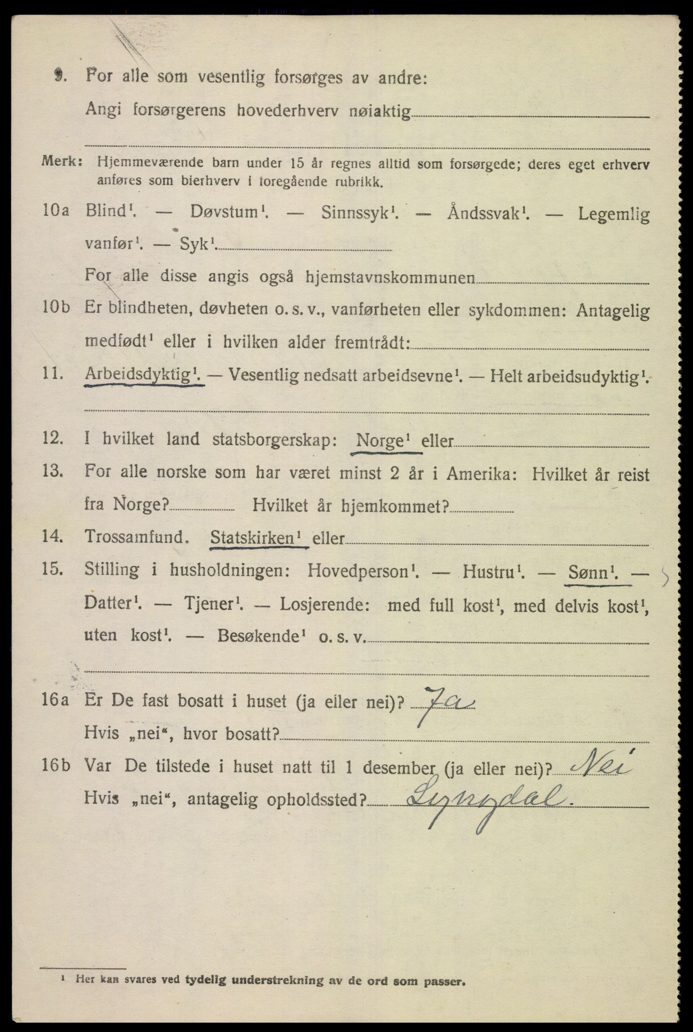 SAK, 1920 census for Grindheim, 1920, p. 1600