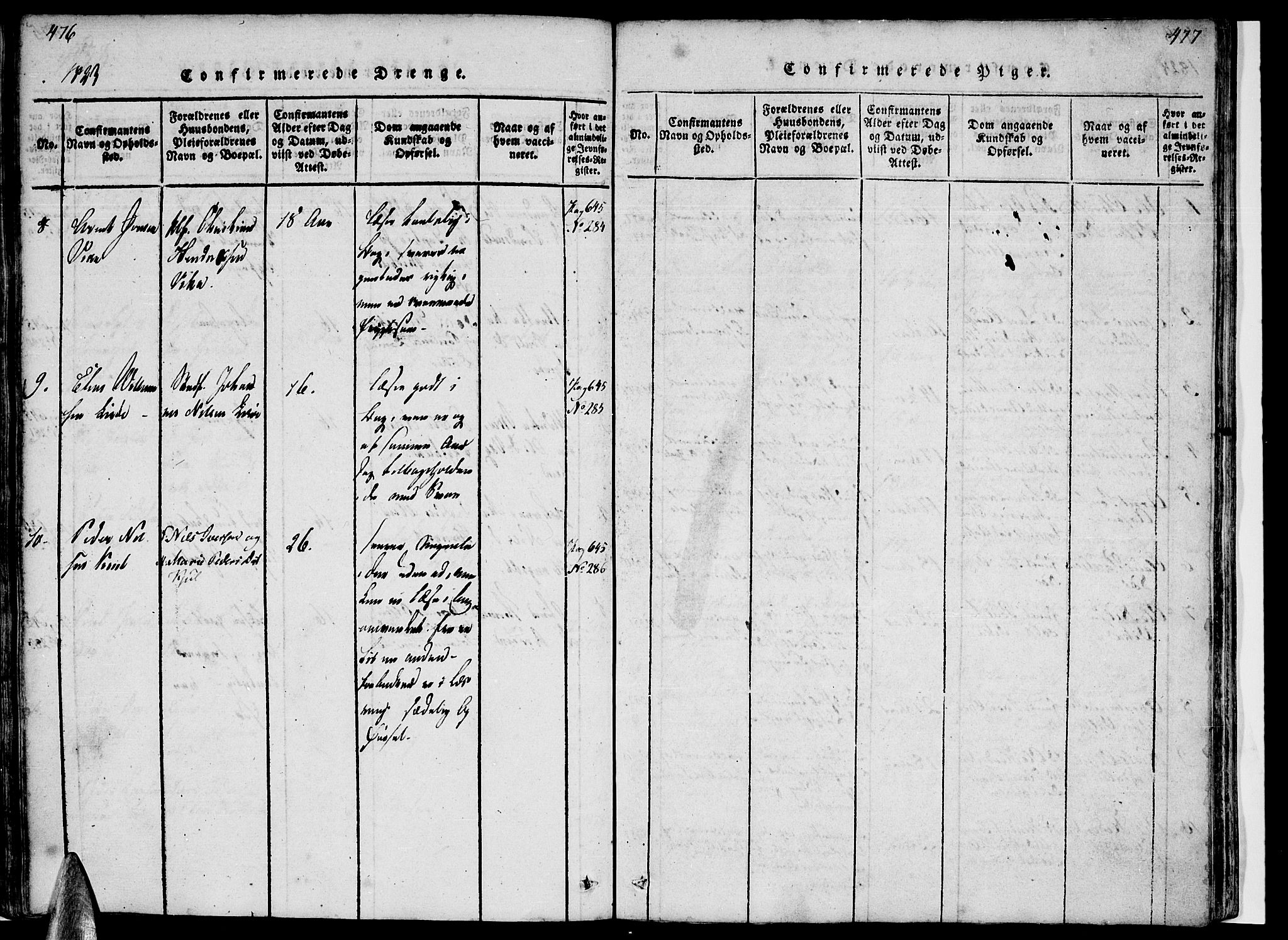 Ministerialprotokoller, klokkerbøker og fødselsregistre - Nordland, AV/SAT-A-1459/816/L0239: Parish register (official) no. 816A05, 1820-1845, p. 476-477