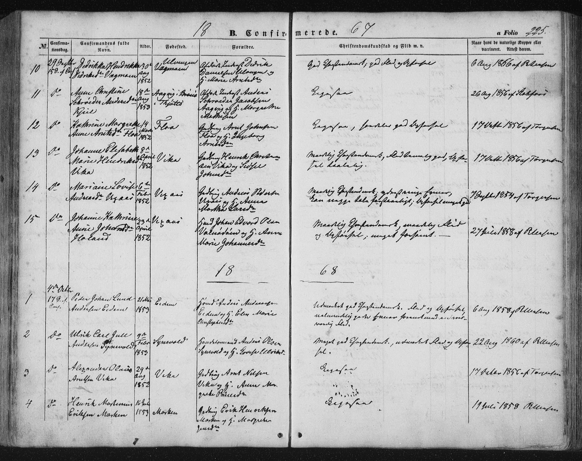 Ministerialprotokoller, klokkerbøker og fødselsregistre - Nordland, AV/SAT-A-1459/816/L0240: Parish register (official) no. 816A06, 1846-1870, p. 225