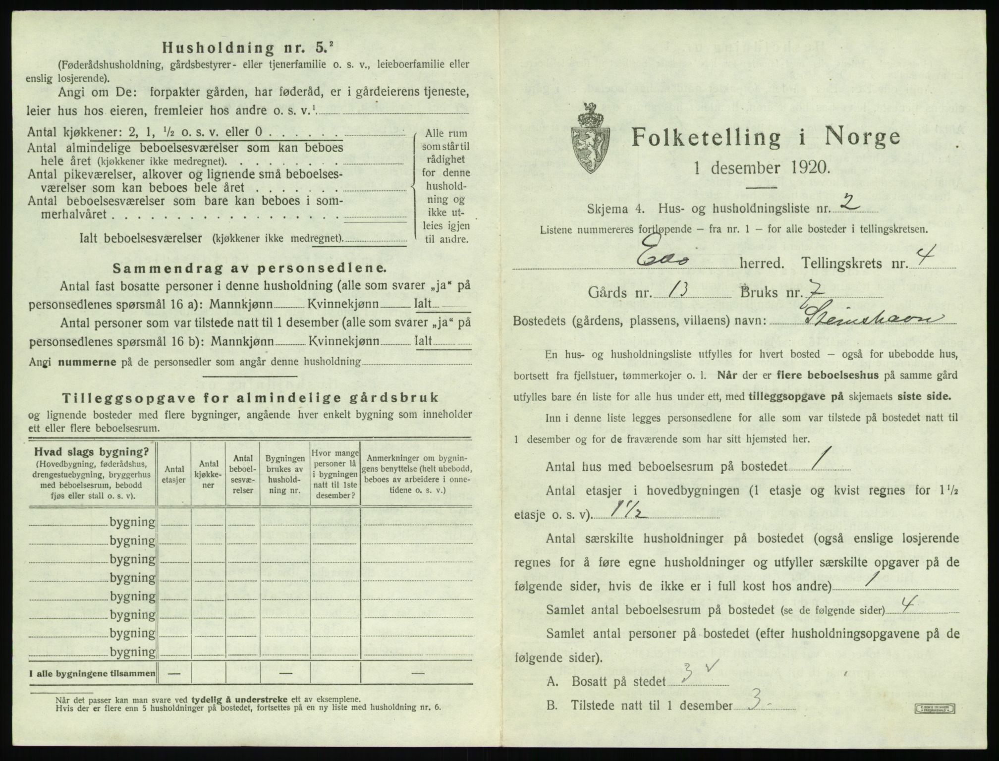 SAT, 1920 census for Edøy, 1920, p. 192