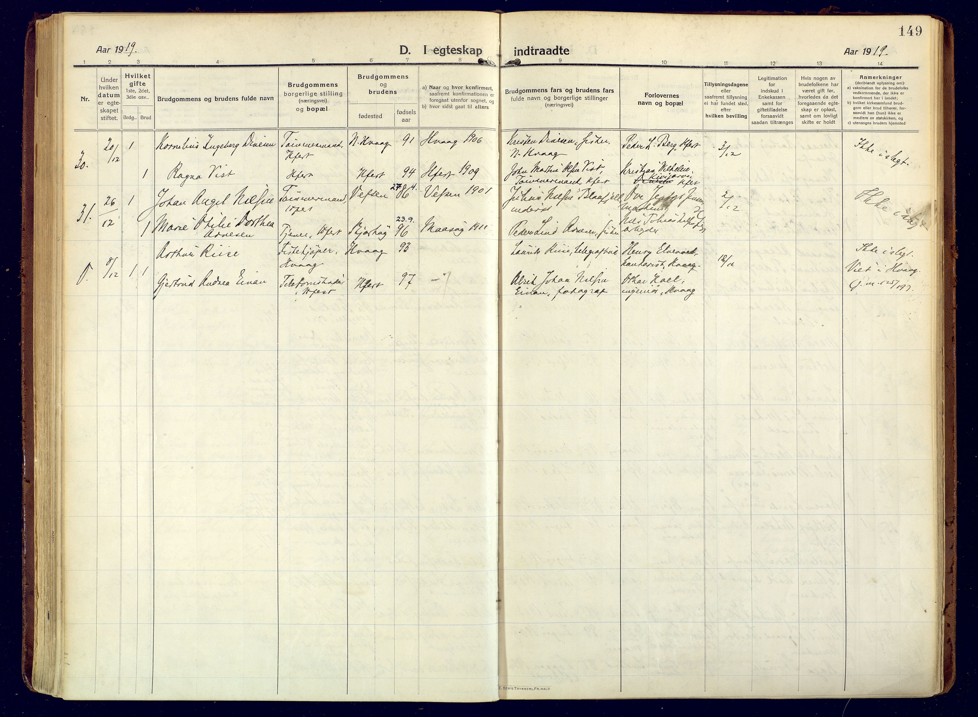Hammerfest sokneprestkontor, SATØ/S-1347/H/Ha/L0015.kirke: Parish register (official) no. 15, 1916-1923, p. 149