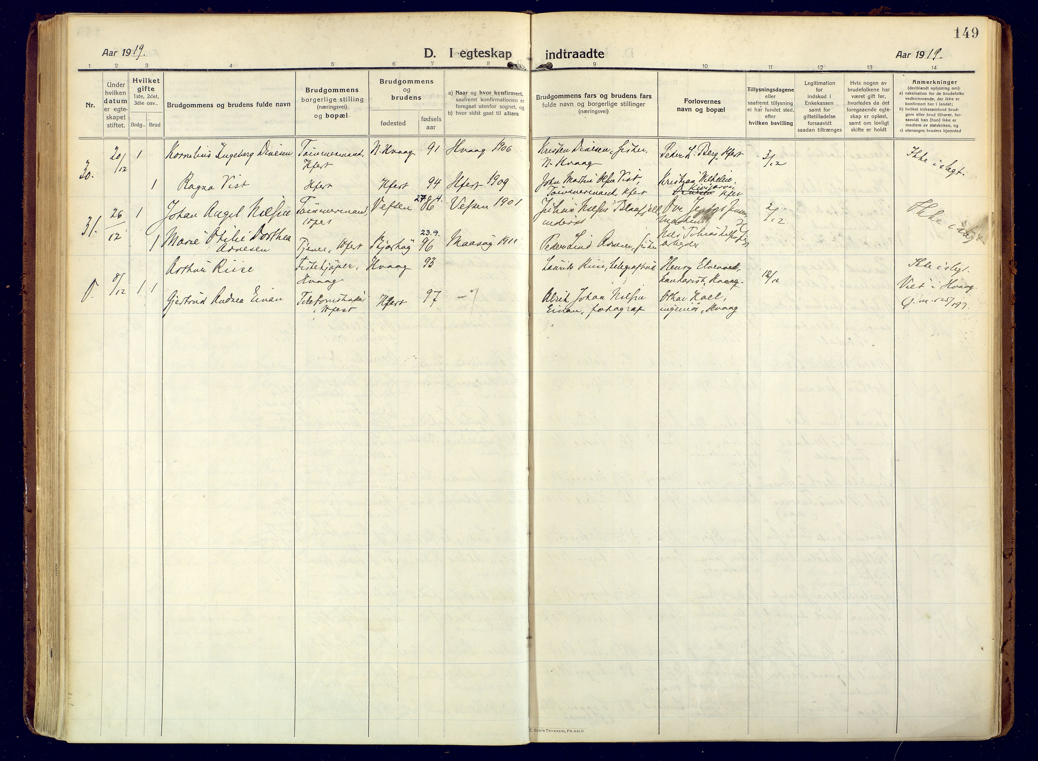 Hammerfest sokneprestkontor, AV/SATØ-S-1347/H/Ha/L0015.kirke: Parish register (official) no. 15, 1916-1923, p. 149