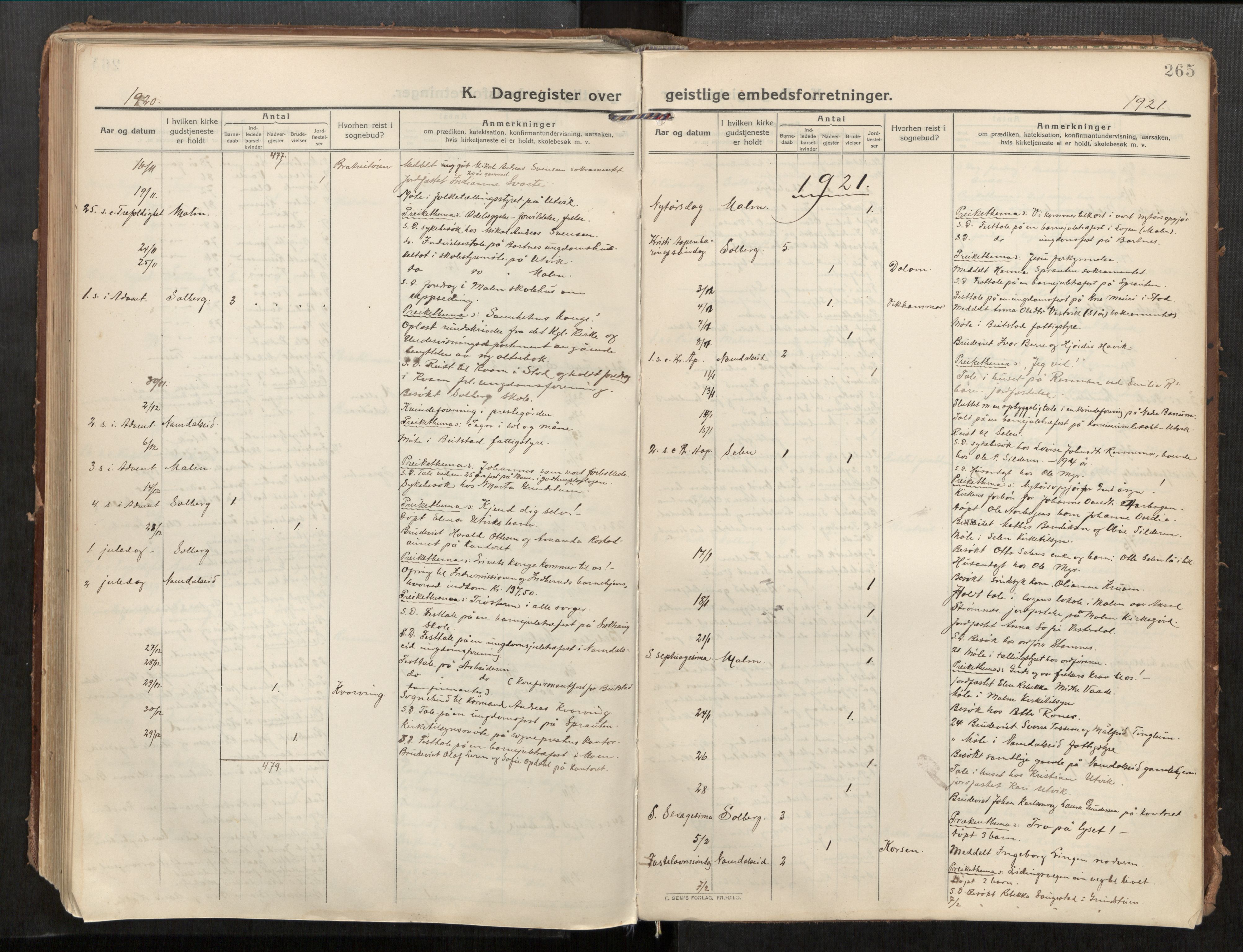 Beitstad sokneprestkontor, SAT/A-1162/I/I1/I1a/L0001: Parish register (official) no. 1, 1912-1927, p. 265
