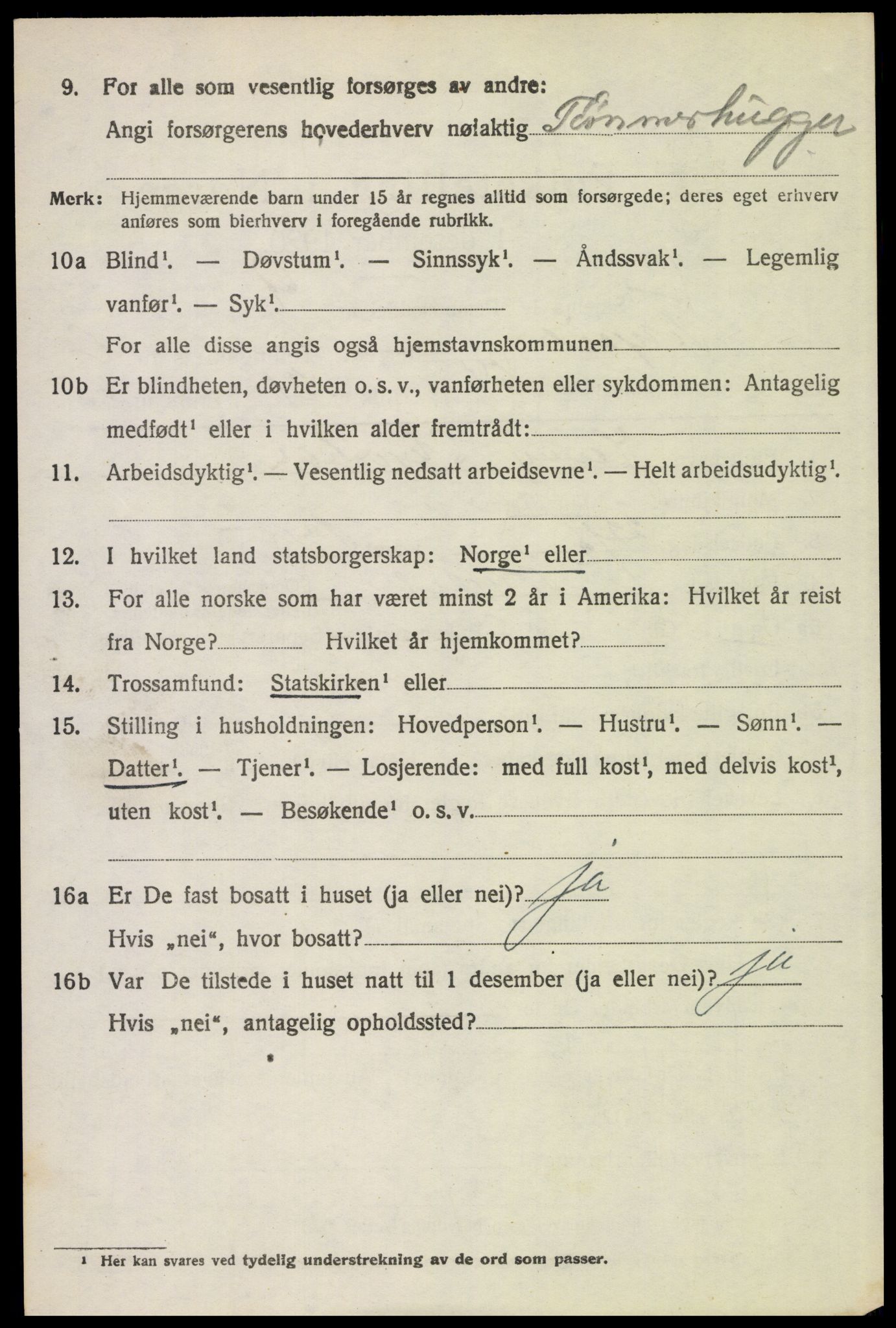 SAH, 1920 census for Trysil, 1920, p. 5214