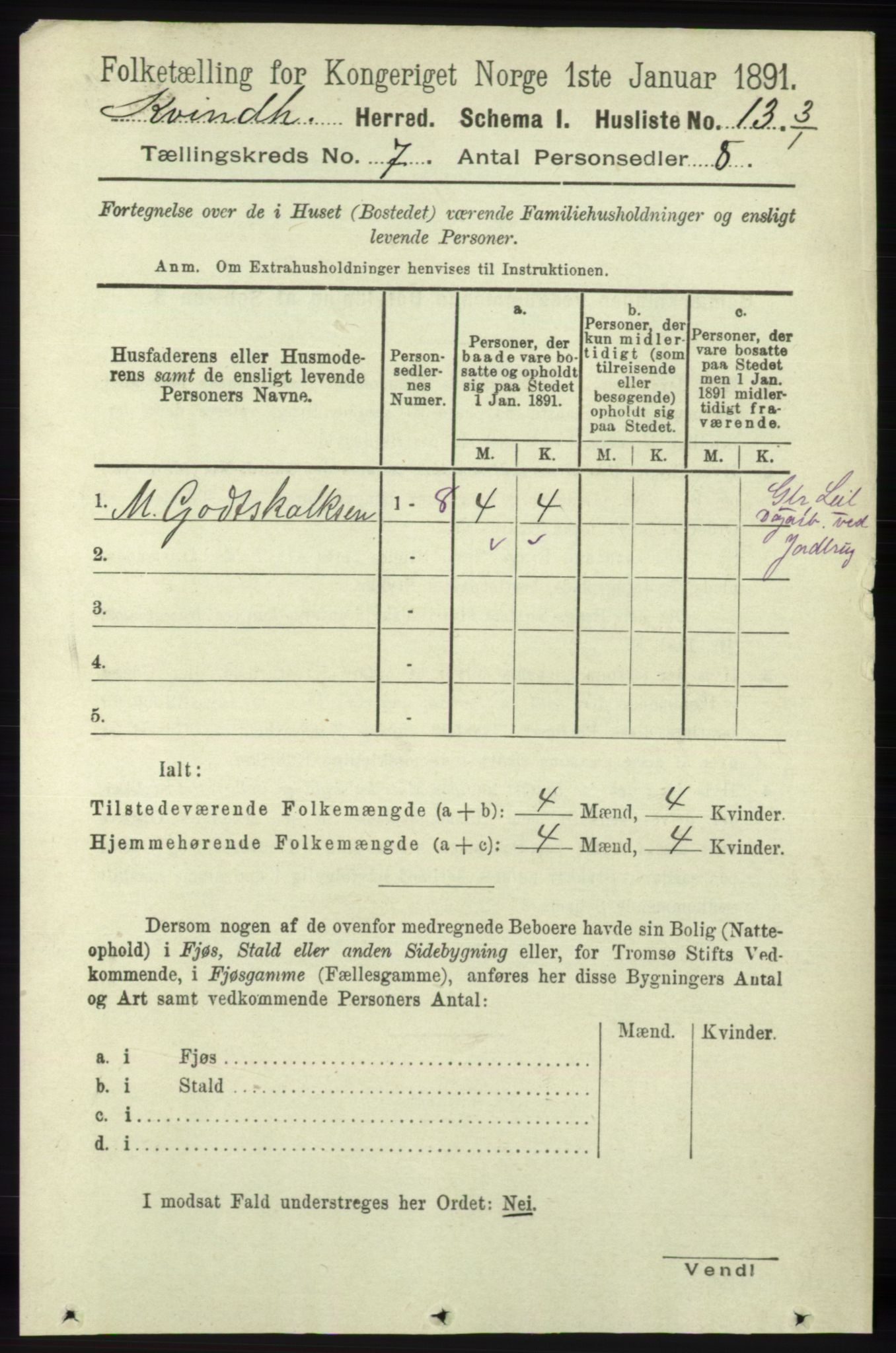 RA, 1891 census for 1224 Kvinnherad, 1891, p. 2388