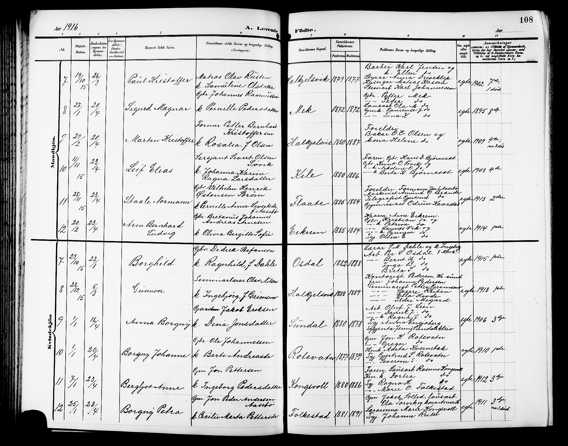 Ministerialprotokoller, klokkerbøker og fødselsregistre - Møre og Romsdal, AV/SAT-A-1454/511/L0159: Parish register (copy) no. 511C05, 1902-1920, p. 108