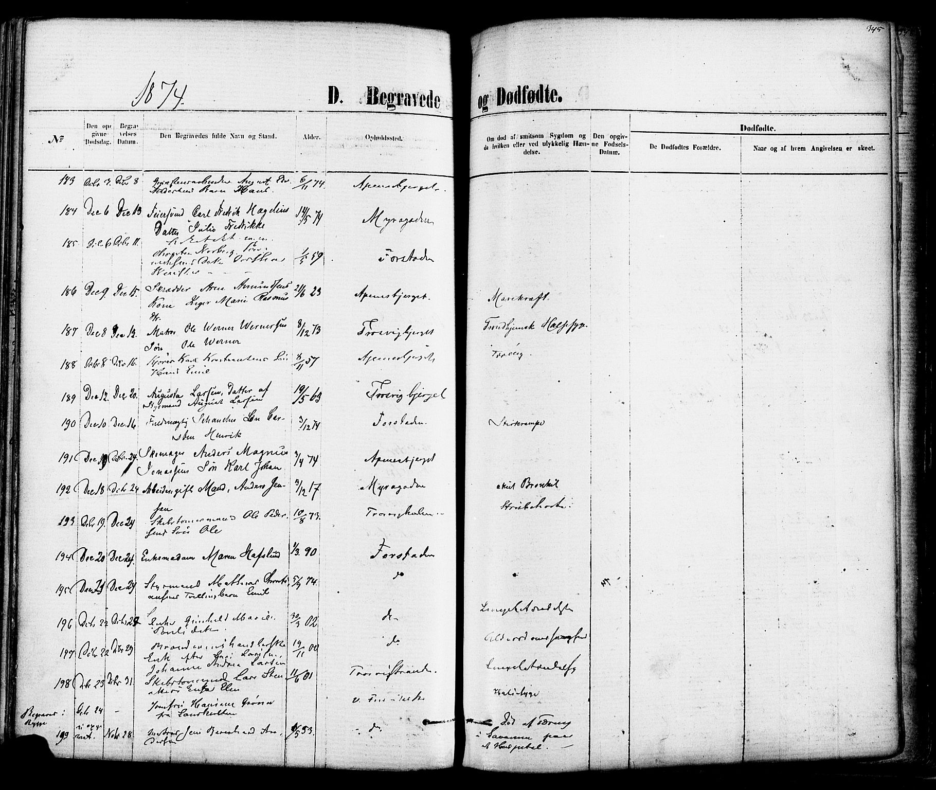 Fredrikstad domkirkes prestekontor Kirkebøker, AV/SAO-A-10906/F/Fa/L0001: Parish register (official) no. 1, 1871-1878, p. 345