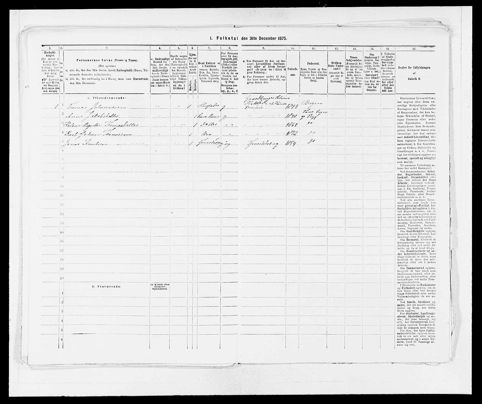 SAB, 1875 census for 1249P Fana, 1875, p. 997