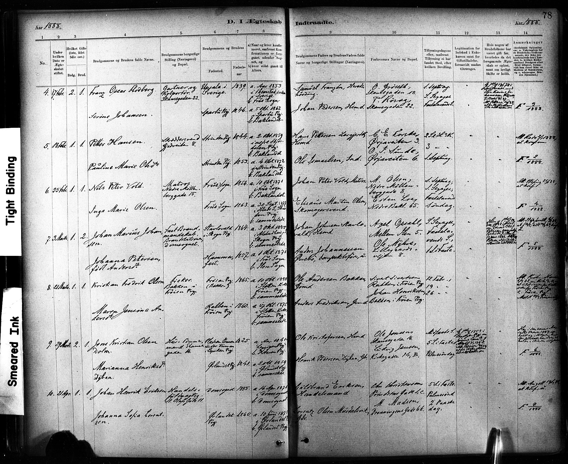 Ministerialprotokoller, klokkerbøker og fødselsregistre - Sør-Trøndelag, AV/SAT-A-1456/604/L0189: Parish register (official) no. 604A10, 1878-1892, p. 78