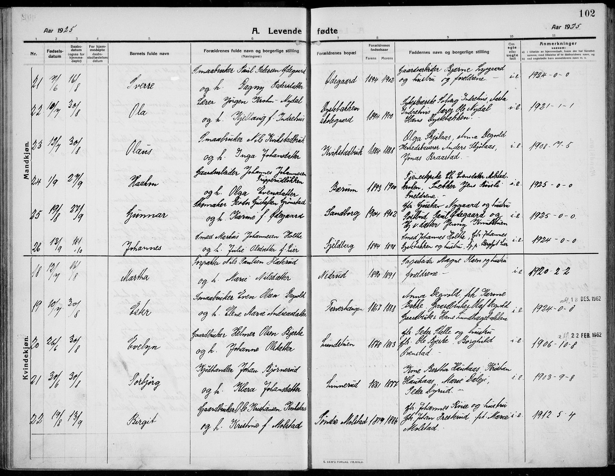 Kolbu prestekontor, AV/SAH-PREST-110/H/Ha/Haa/L0002: Parish register (official) no. 2, 1912-1926, p. 102