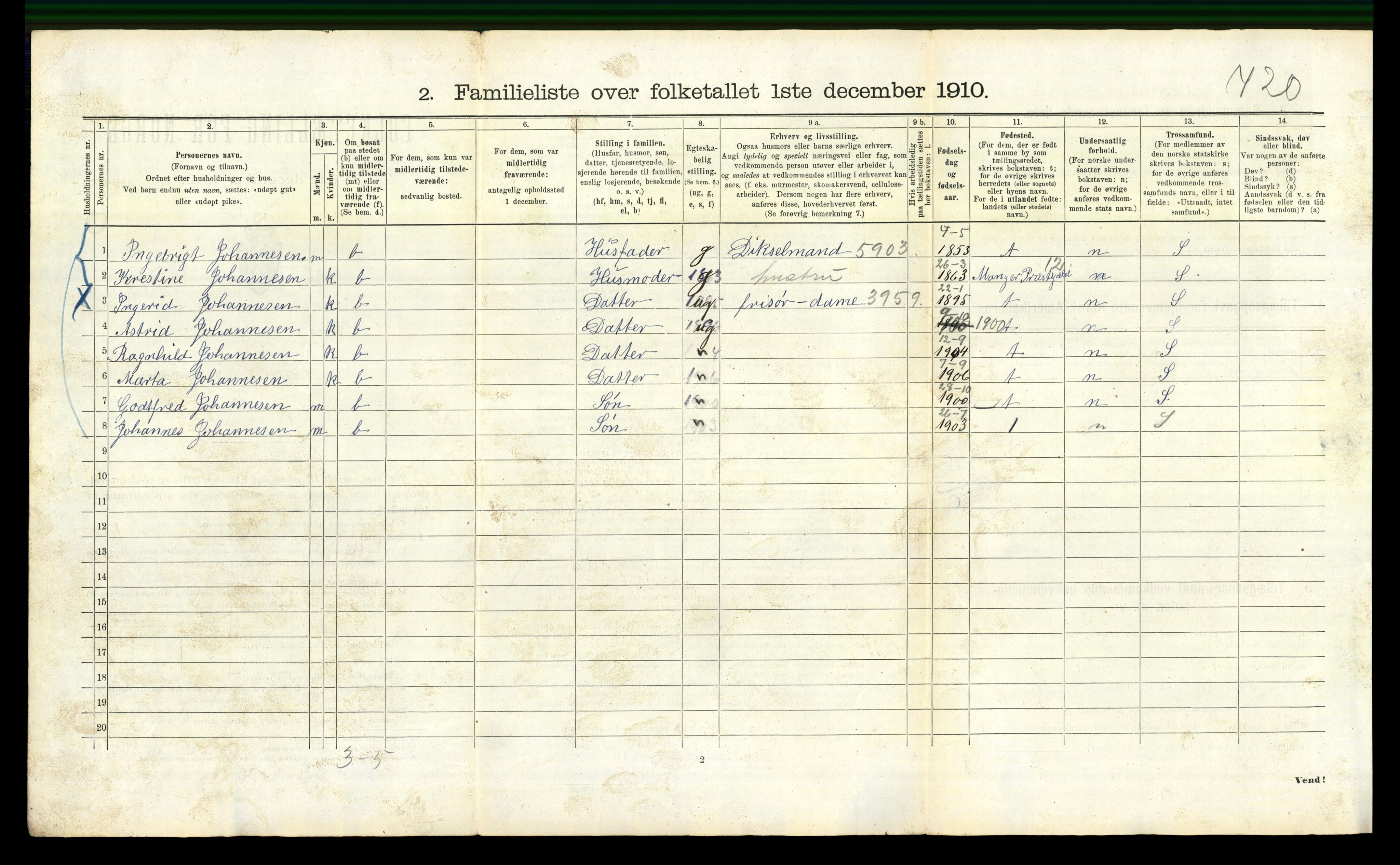 RA, 1910 census for Bergen, 1910, p. 40526