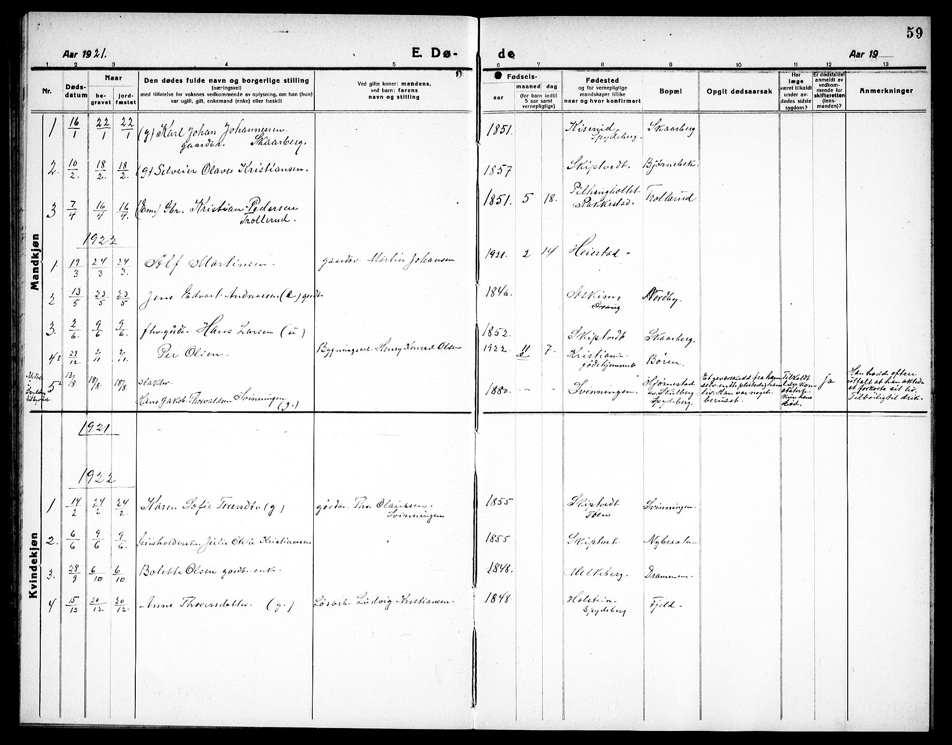 Spydeberg prestekontor Kirkebøker, SAO/A-10924/G/Gc/L0002: Parish register (copy) no. III 2, 1918-1939, p. 59