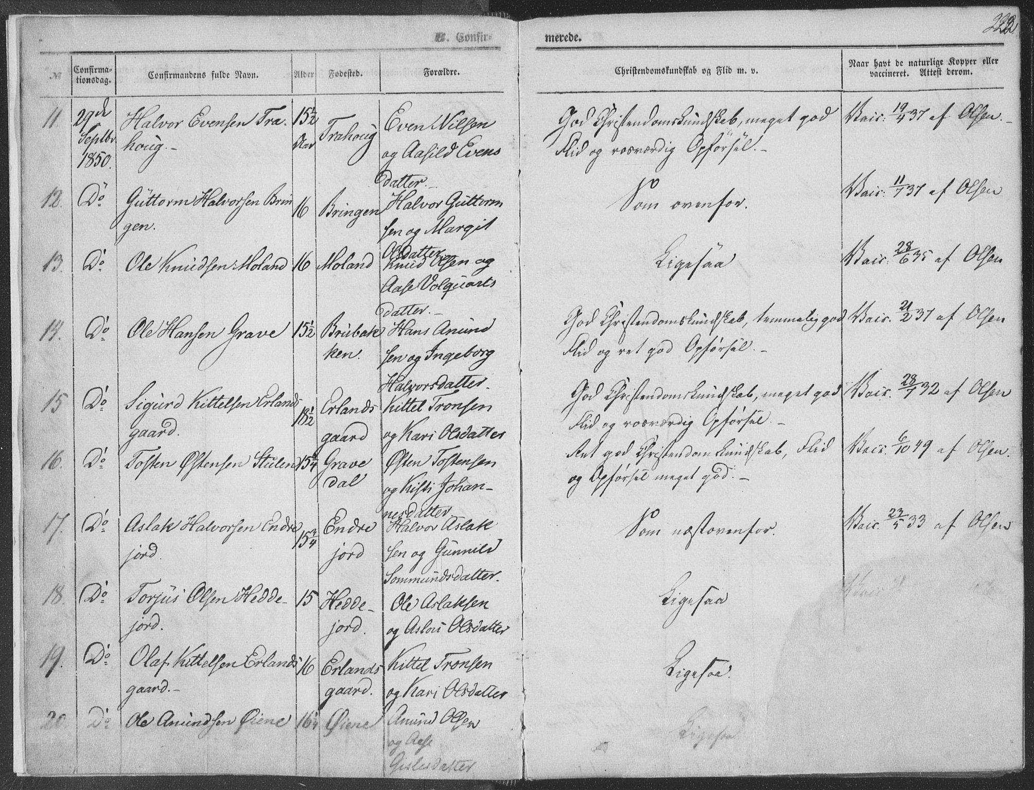 Seljord kirkebøker, SAKO/A-20/F/Fa/L012b: Parish register (official) no. I 12B, 1850-1865, p. 222