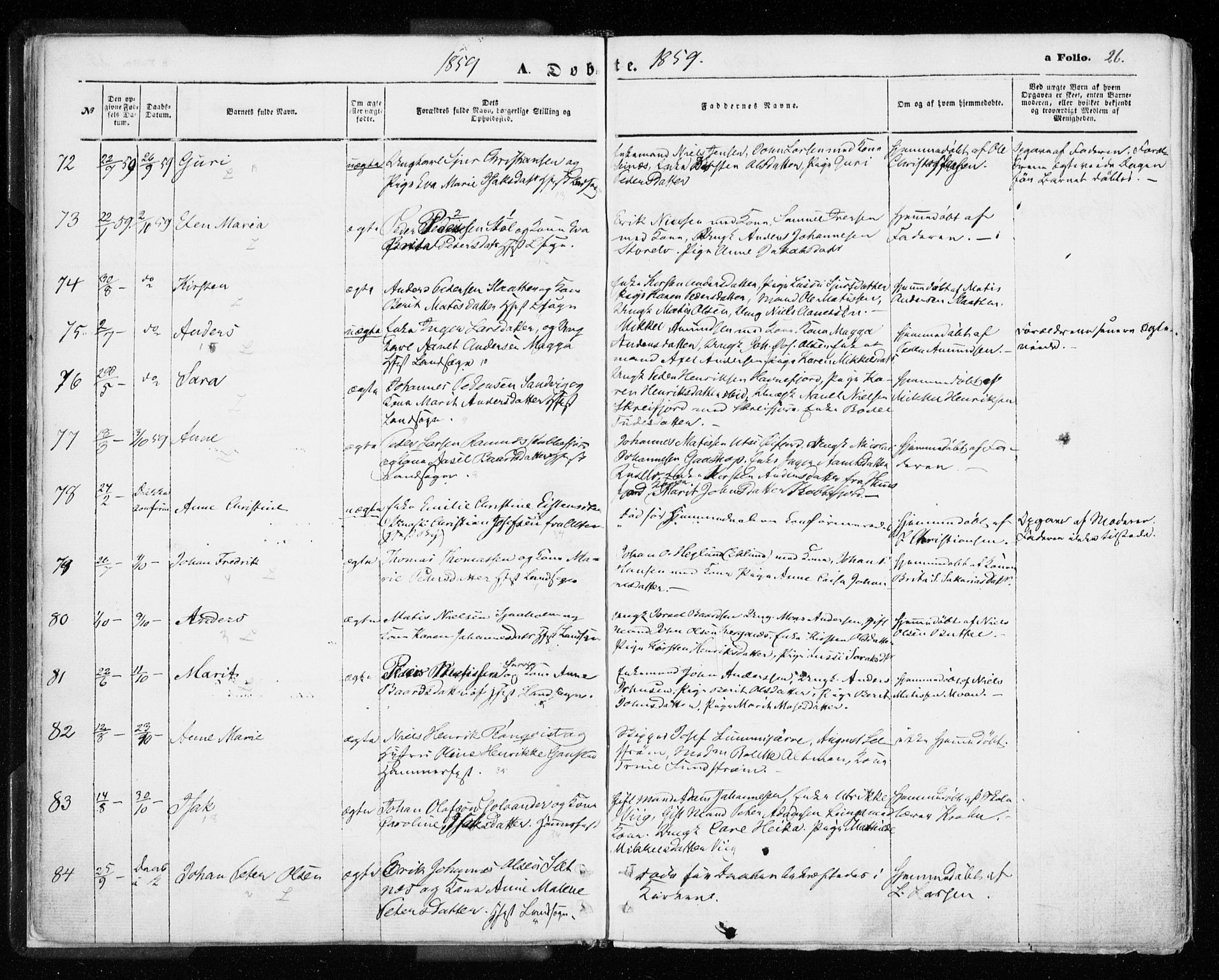 Hammerfest sokneprestkontor, SATØ/S-1347/H/Ha/L0005.kirke: Parish register (official) no. 5, 1857-1869, p. 26