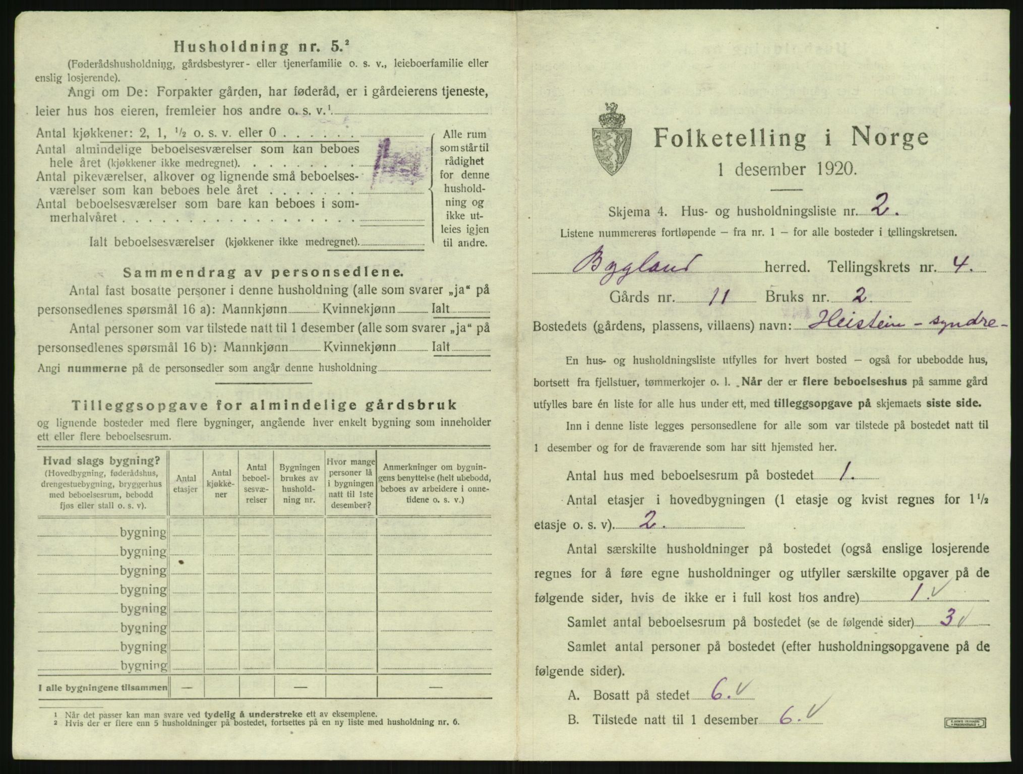 SAK, 1920 census for Bygland, 1920, p. 203