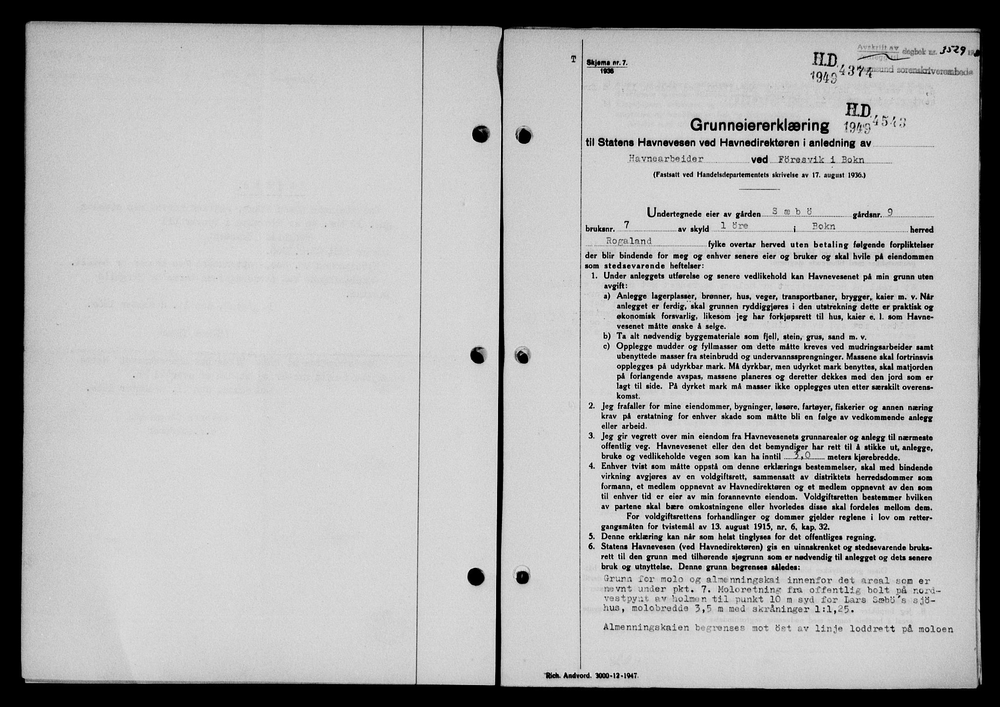 Karmsund sorenskriveri, SAST/A-100311/01/II/IIB/L0101: Mortgage book no. 81A, 1950-1951, Diary no: : 3529/1950