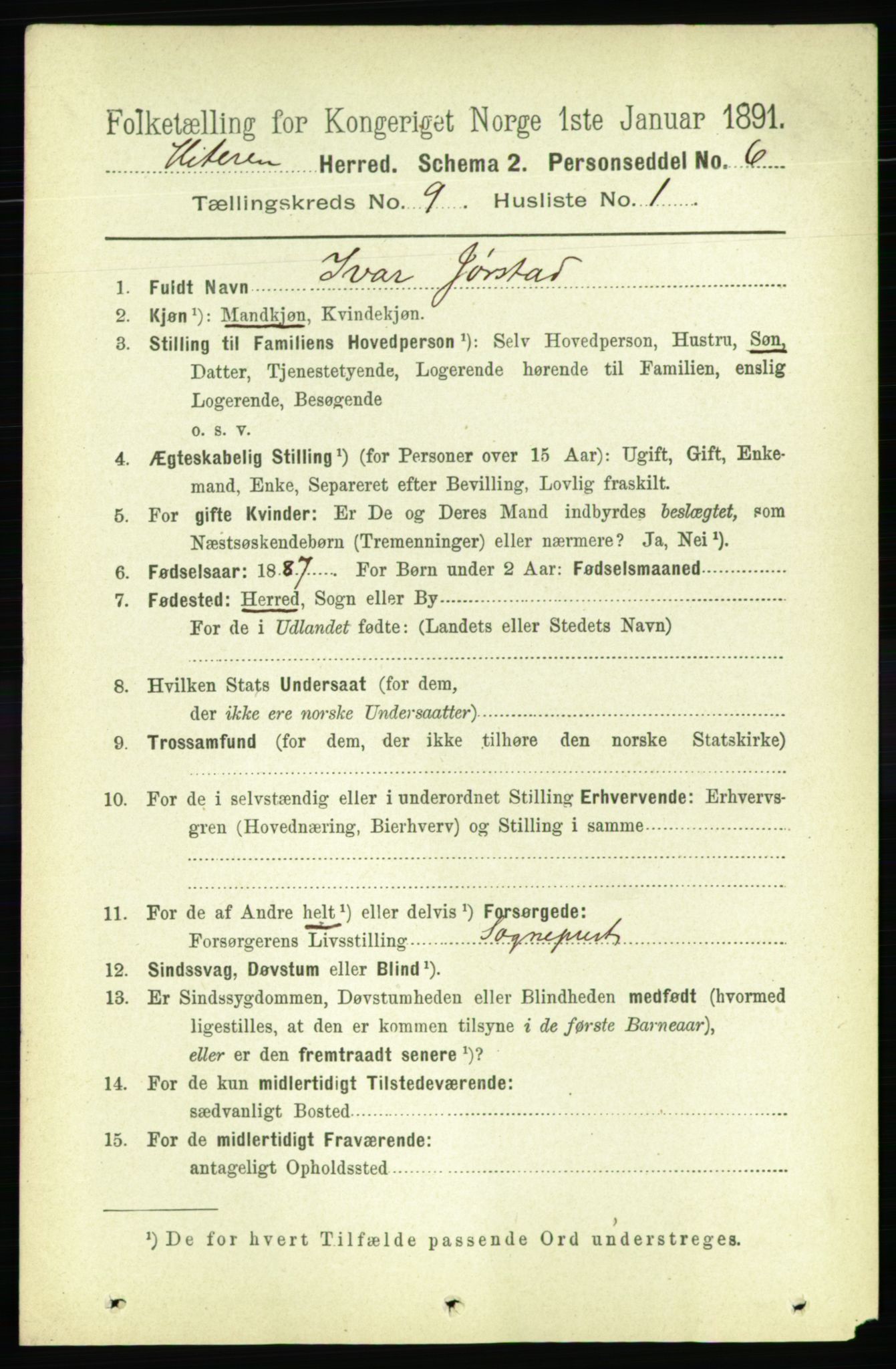 RA, 1891 census for 1617 Hitra, 1891, p. 1754