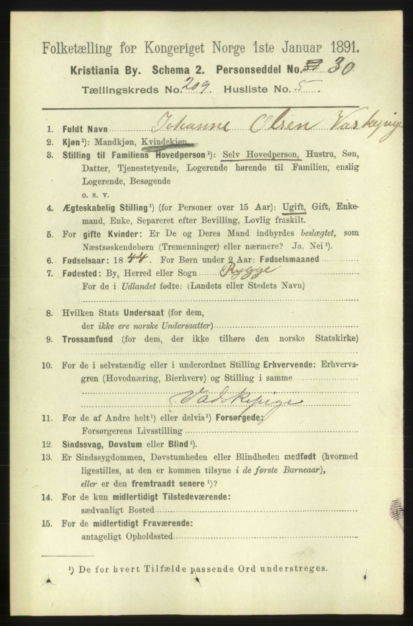 RA, 1891 census for 0301 Kristiania, 1891, p. 125169