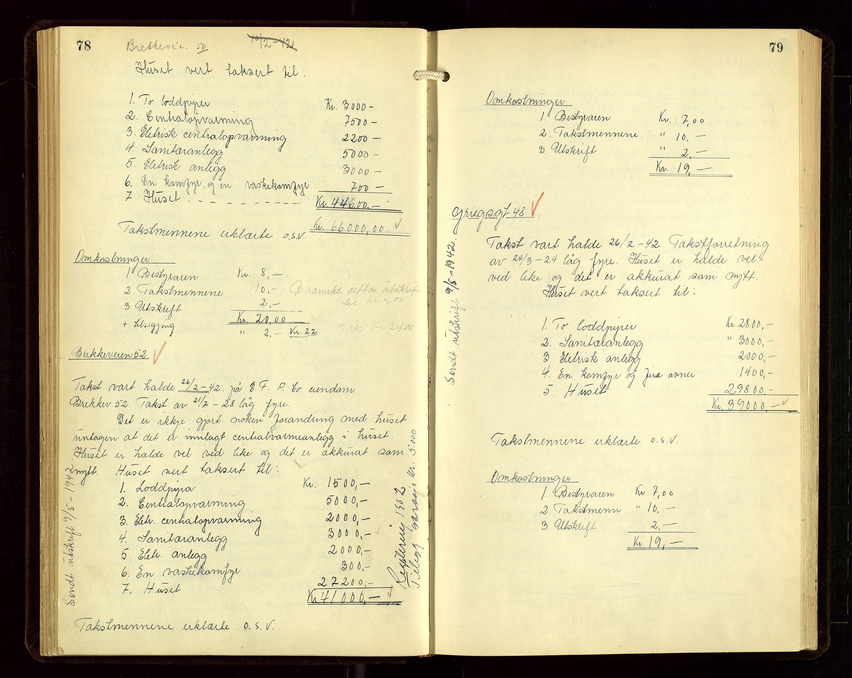 Sauda lensmannskontor, AV/SAST-A-100177/Goa/L0004: "Brandtakstprotokoll for Sauda lensmannsdistrikt", 1934-1946, p. 78-79