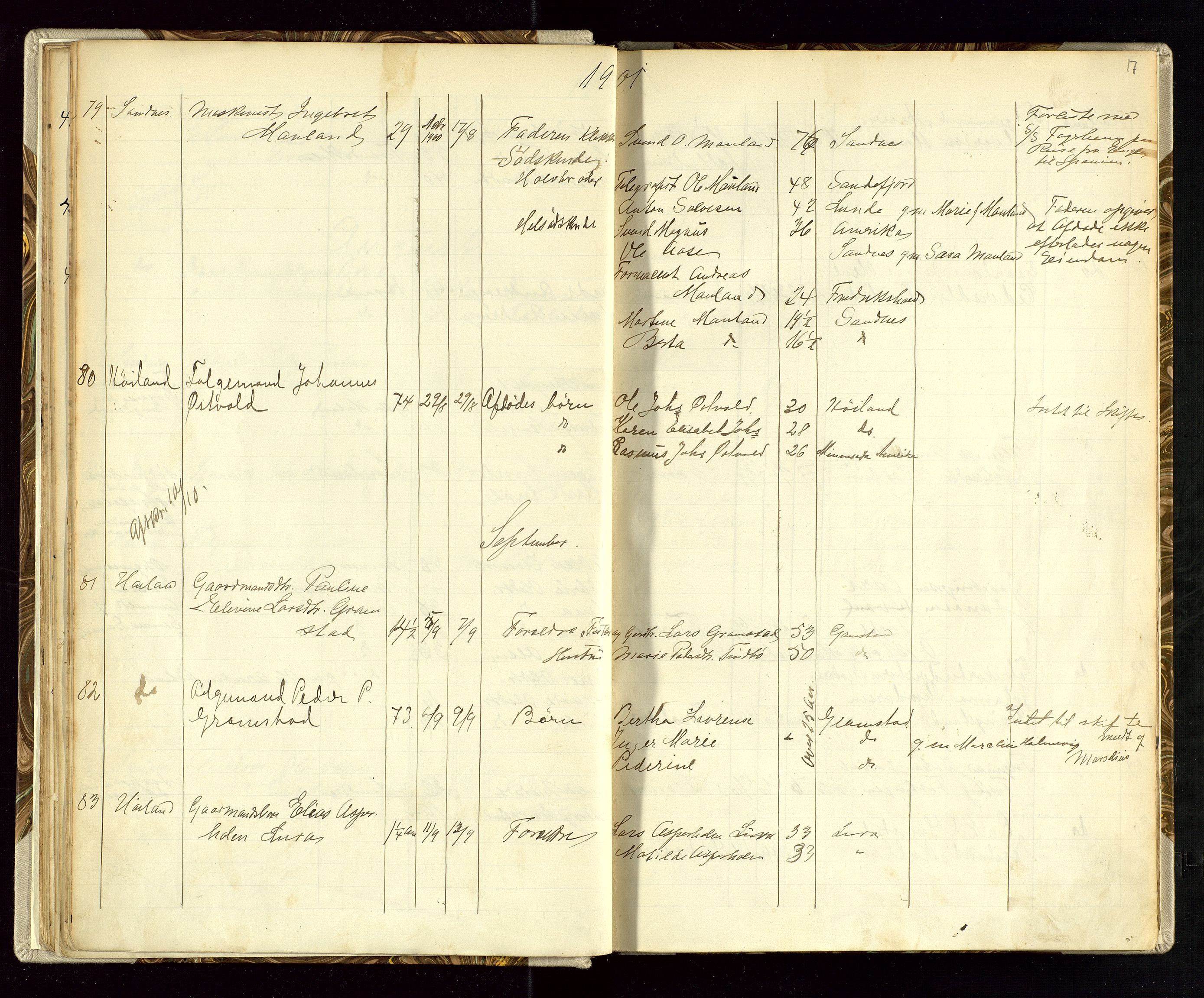 Høyland/Sandnes lensmannskontor, AV/SAST-A-100166/Gga/L0002: "Protkokol over anmeldte Dødsfald i Høiland og Sandnæs", 1900-1908, p. 17