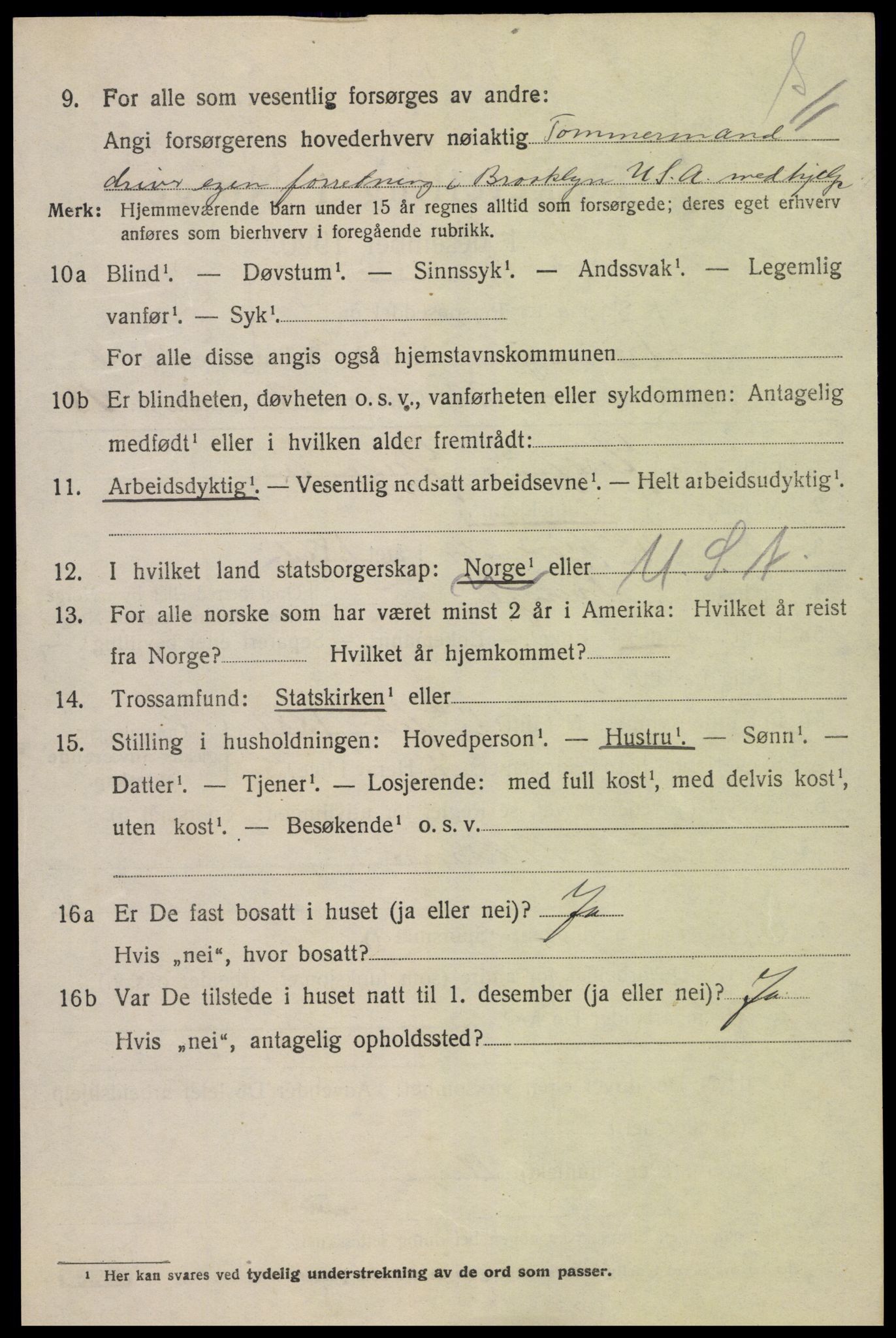 SAK, 1920 census for Tromøy, 1920, p. 5354