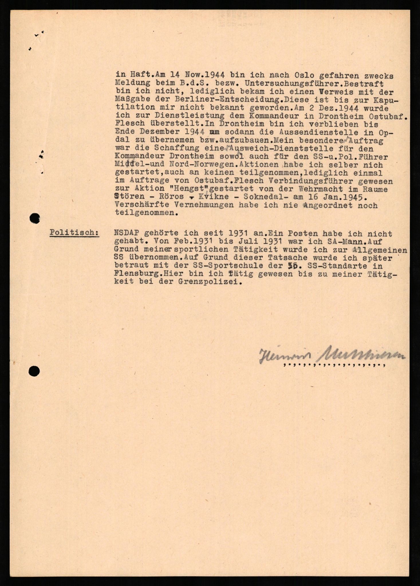 Forsvaret, Forsvarets overkommando II, RA/RAFA-3915/D/Db/L0021: CI Questionaires. Tyske okkupasjonsstyrker i Norge. Tyskere., 1945-1946, p. 231