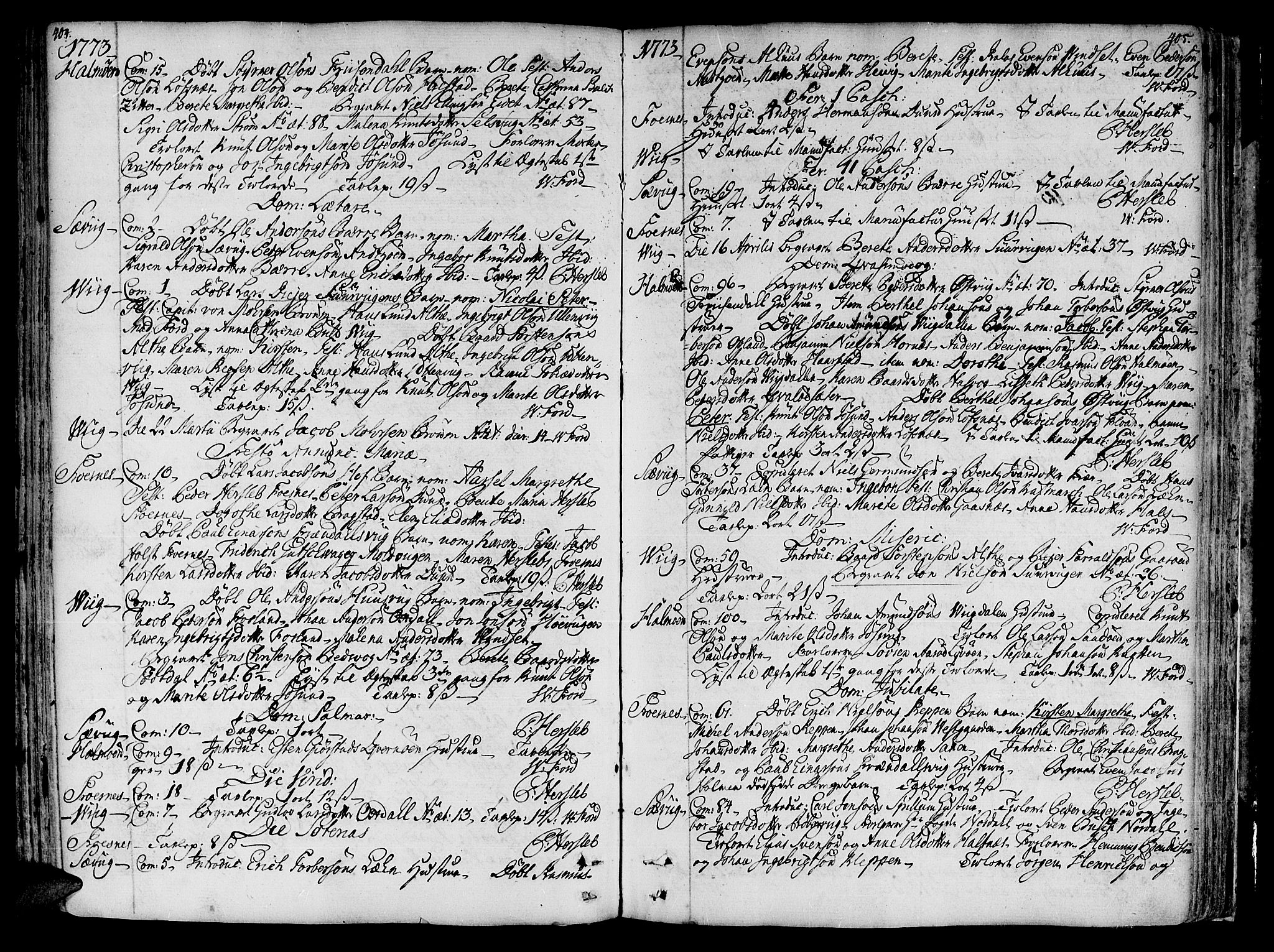 Ministerialprotokoller, klokkerbøker og fødselsregistre - Nord-Trøndelag, SAT/A-1458/773/L0607: Parish register (official) no. 773A01, 1751-1783, p. 404-405