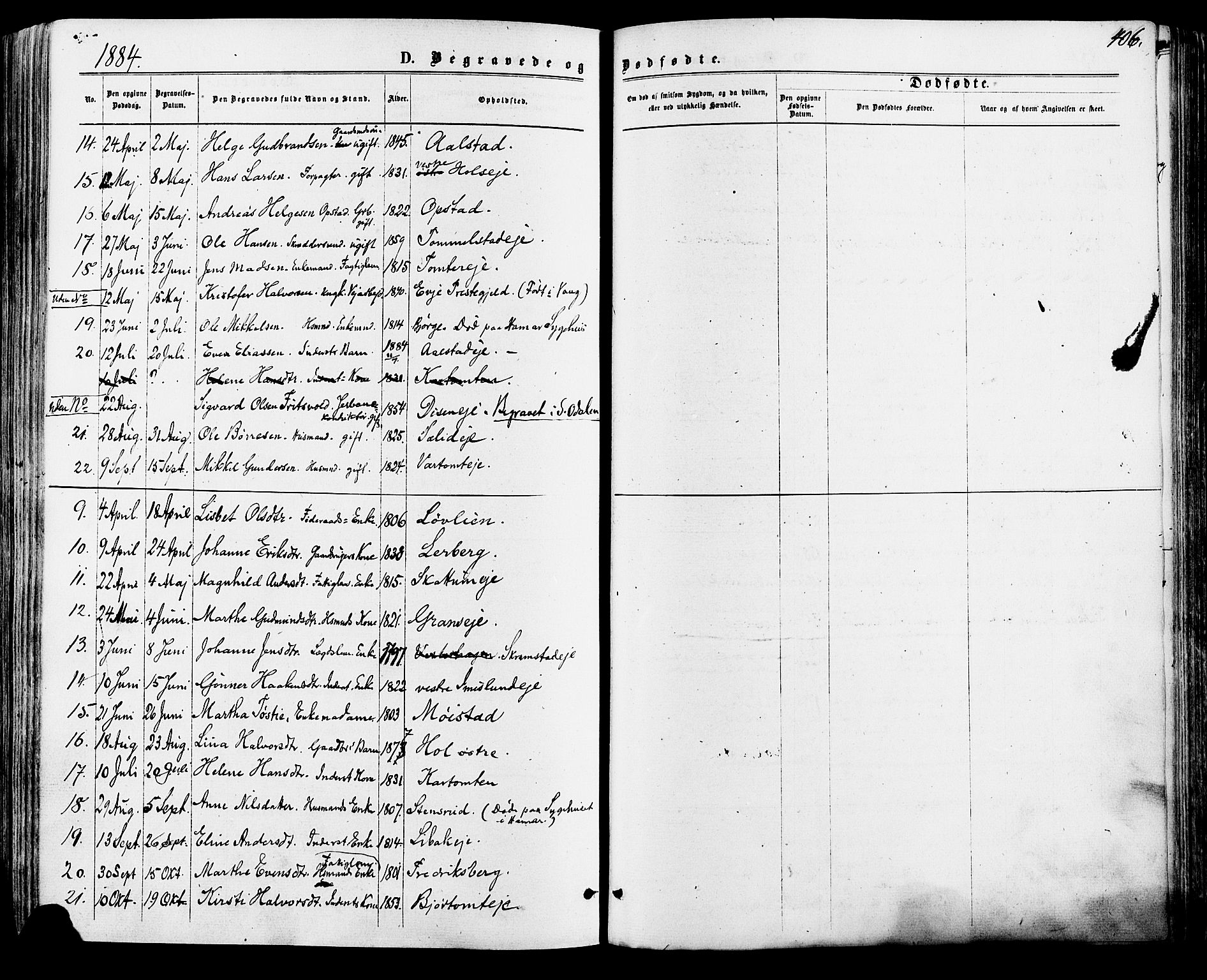 Vang prestekontor, Hedmark, SAH/PREST-008/H/Ha/Haa/L0015: Parish register (official) no. 15, 1871-1885, p. 406