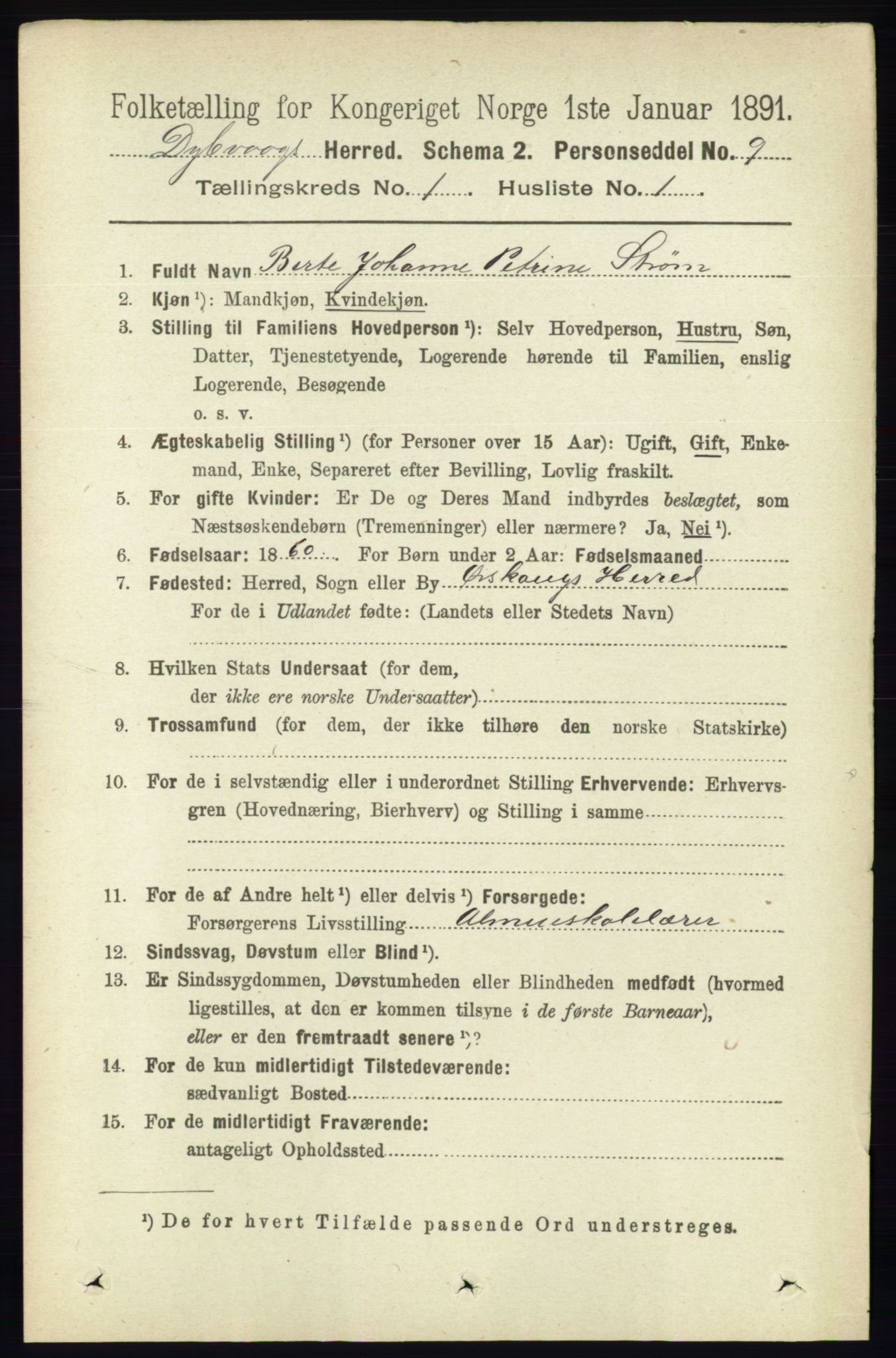 RA, 1891 census for 0915 Dypvåg, 1891, p. 114