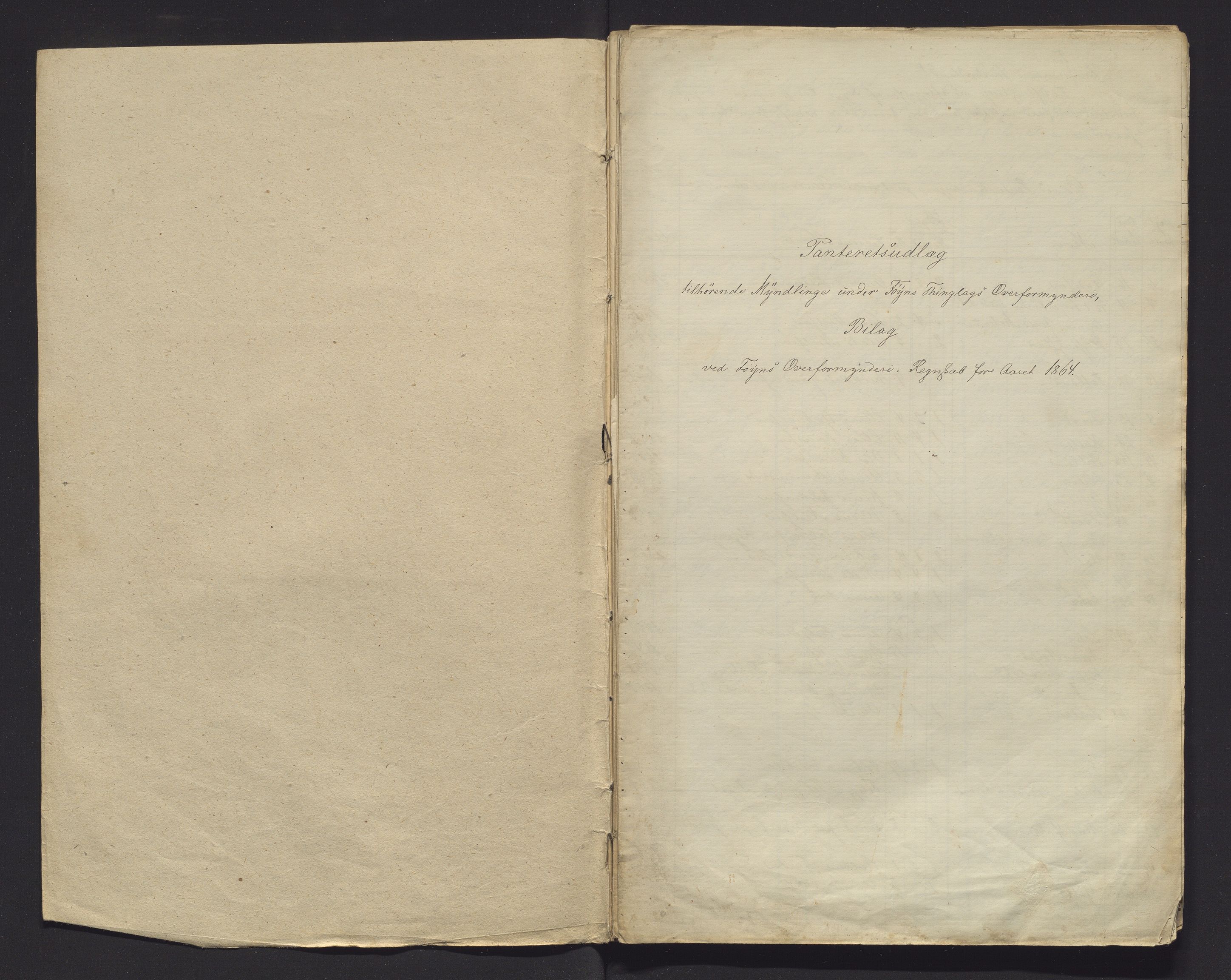 Finnaas kommune. Overformynderiet, IKAH/1218a-812/R/Ra/Raa/L0001/0003: Årlege rekneskap m/vedlegg / Årlege rekneskap m/vedlegg, 1864