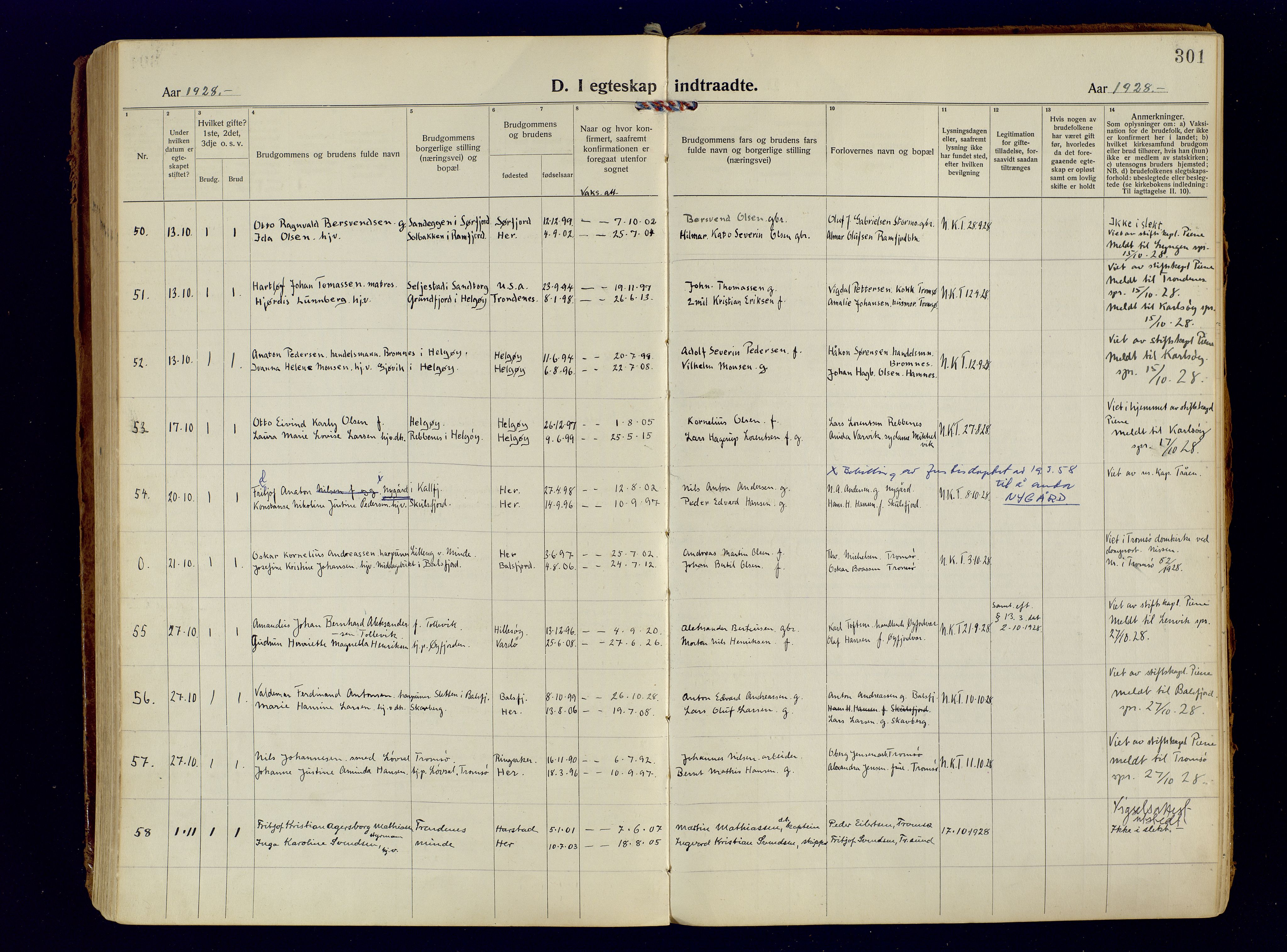 Tromsøysund sokneprestkontor, SATØ/S-1304/G/Ga/L0009kirke: Parish register (official) no. 9, 1922-1934, p. 301