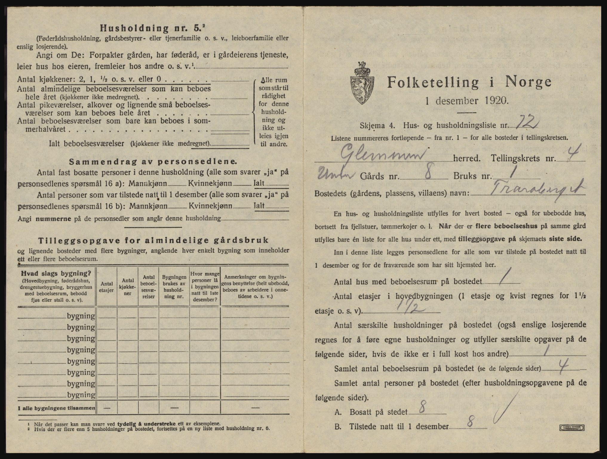 SAO, 1920 census for Glemmen, 1920, p. 1331