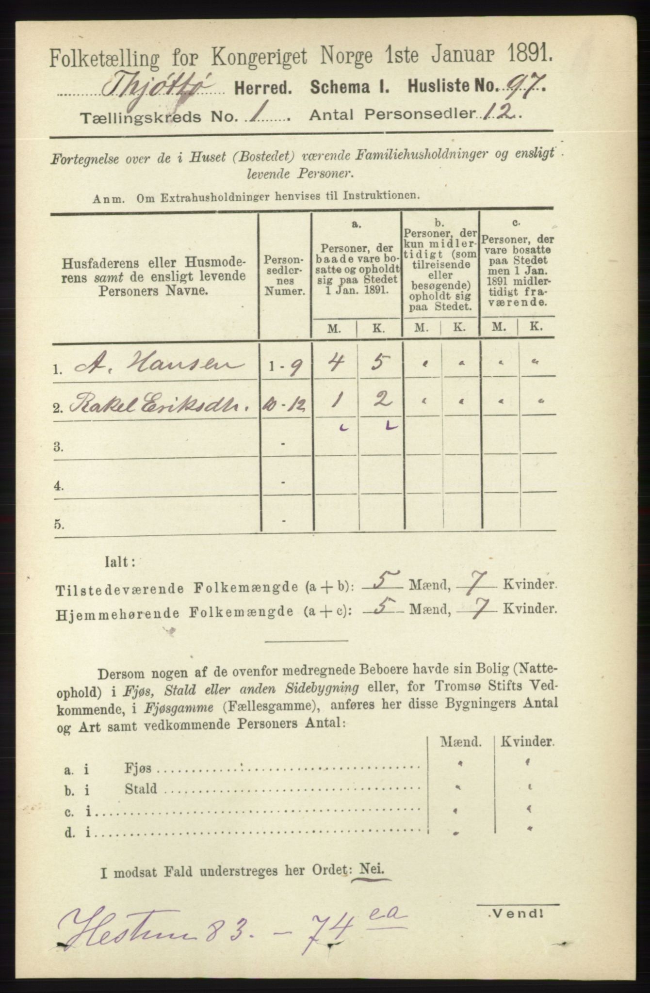 RA, 1891 census for 1817 Tjøtta, 1891, p. 119