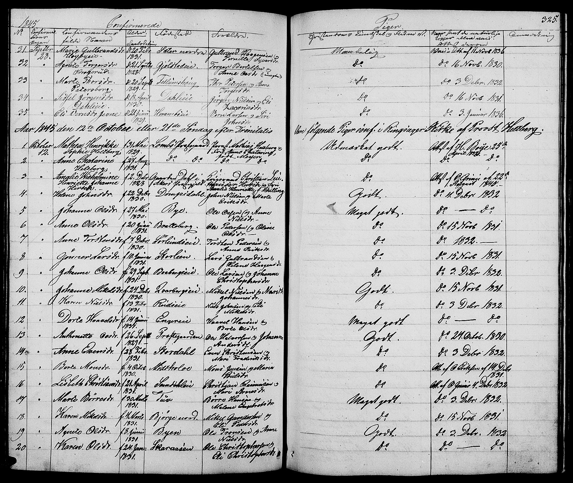 Ringsaker prestekontor, AV/SAH-PREST-014/L/La/L0005: Parish register (copy) no. 5, 1839-1850, p. 325