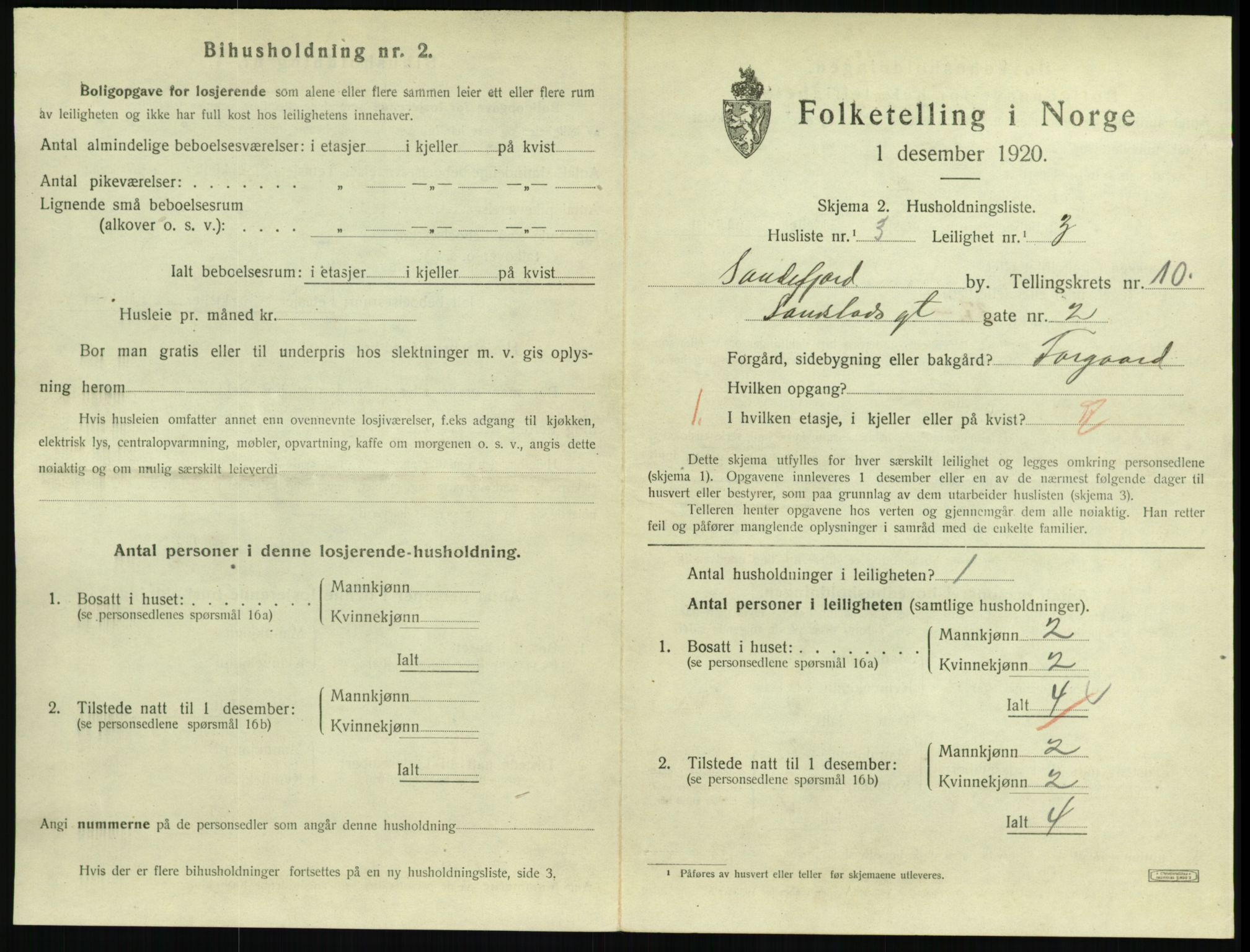 SAKO, 1920 census for Sandefjord, 1920, p. 3828