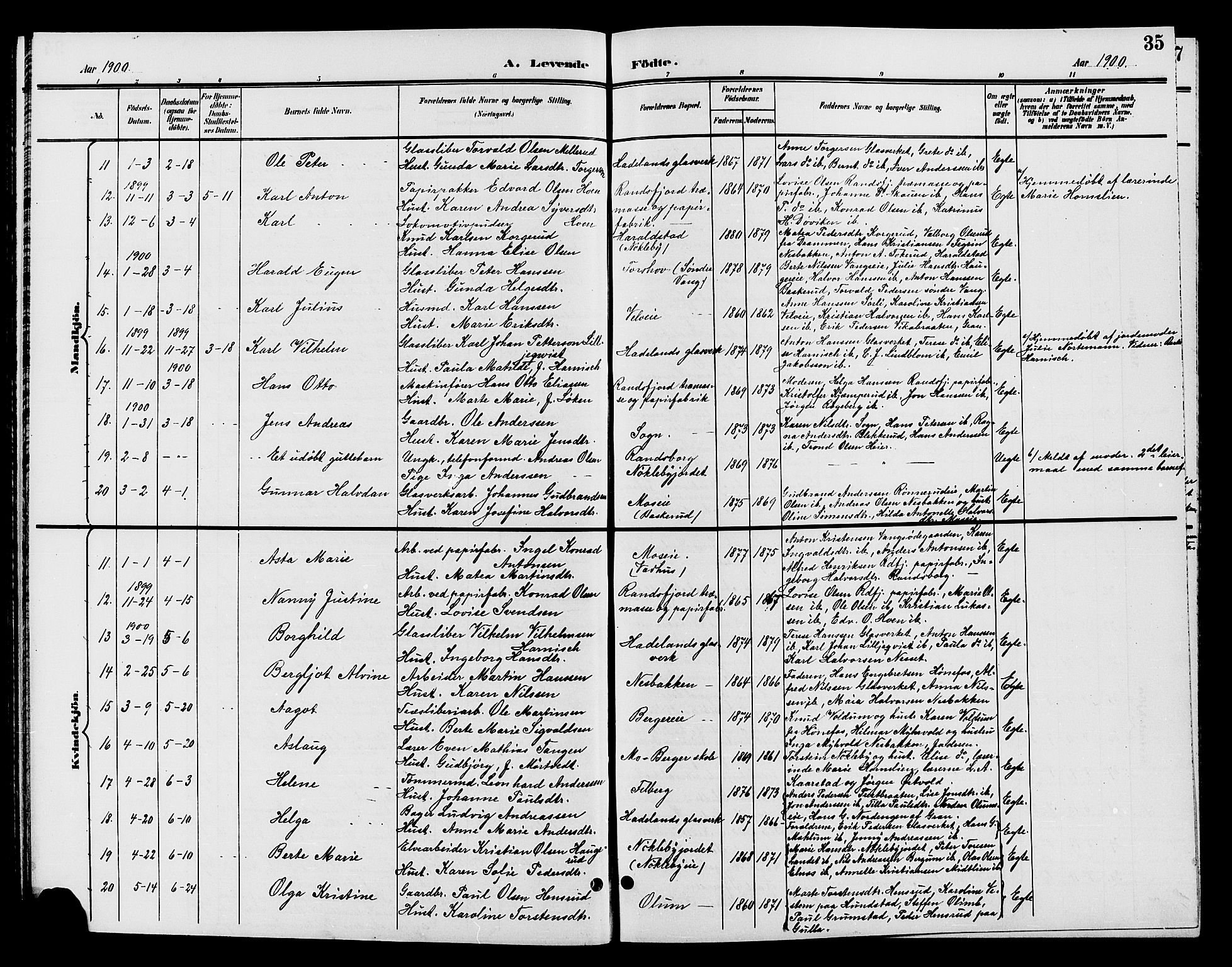 Jevnaker prestekontor, SAH/PREST-116/H/Ha/Hab/L0002: Parish register (copy) no. 2, 1896-1906, p. 35