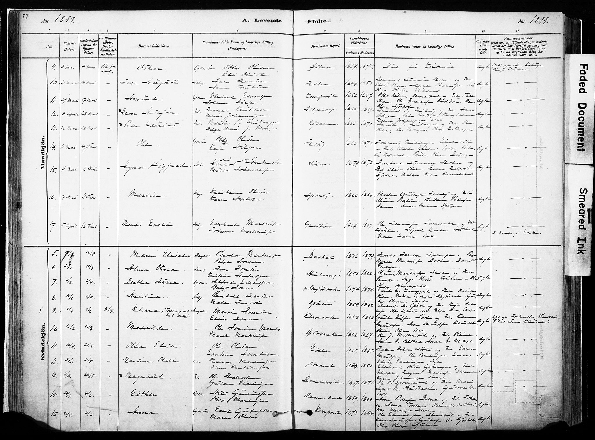 Hof prestekontor, AV/SAH-PREST-038/H/Ha/Haa/L0010: Parish register (official) no. 10, 1878-1909, p. 77